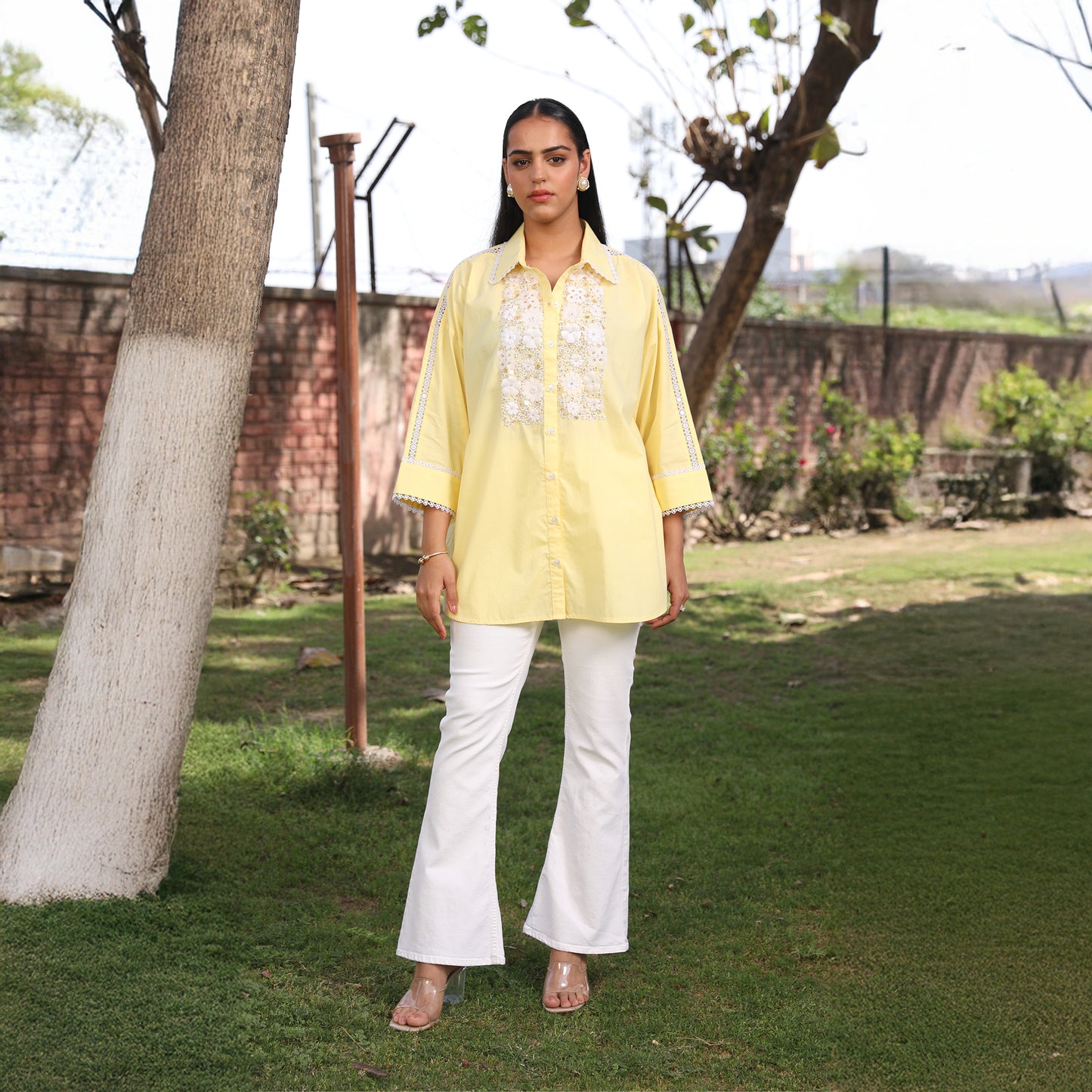 Bloomlace Charm Cotton Shirt