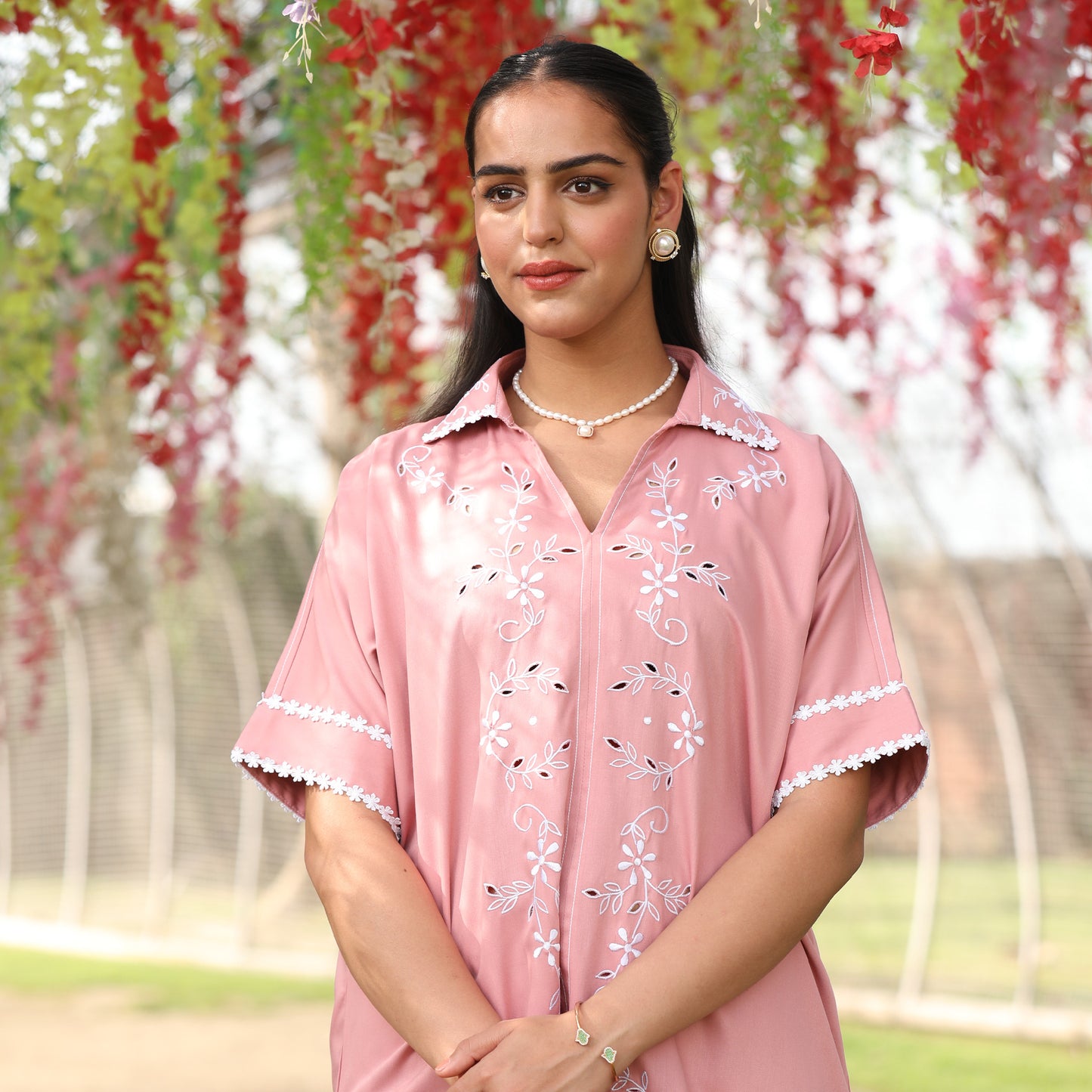 Embroidered Lace Bloom Denium Pair