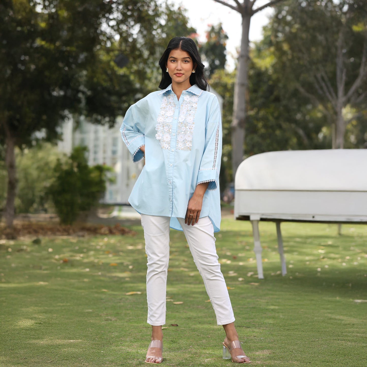 Bloomlace Charm Cotton Shirt