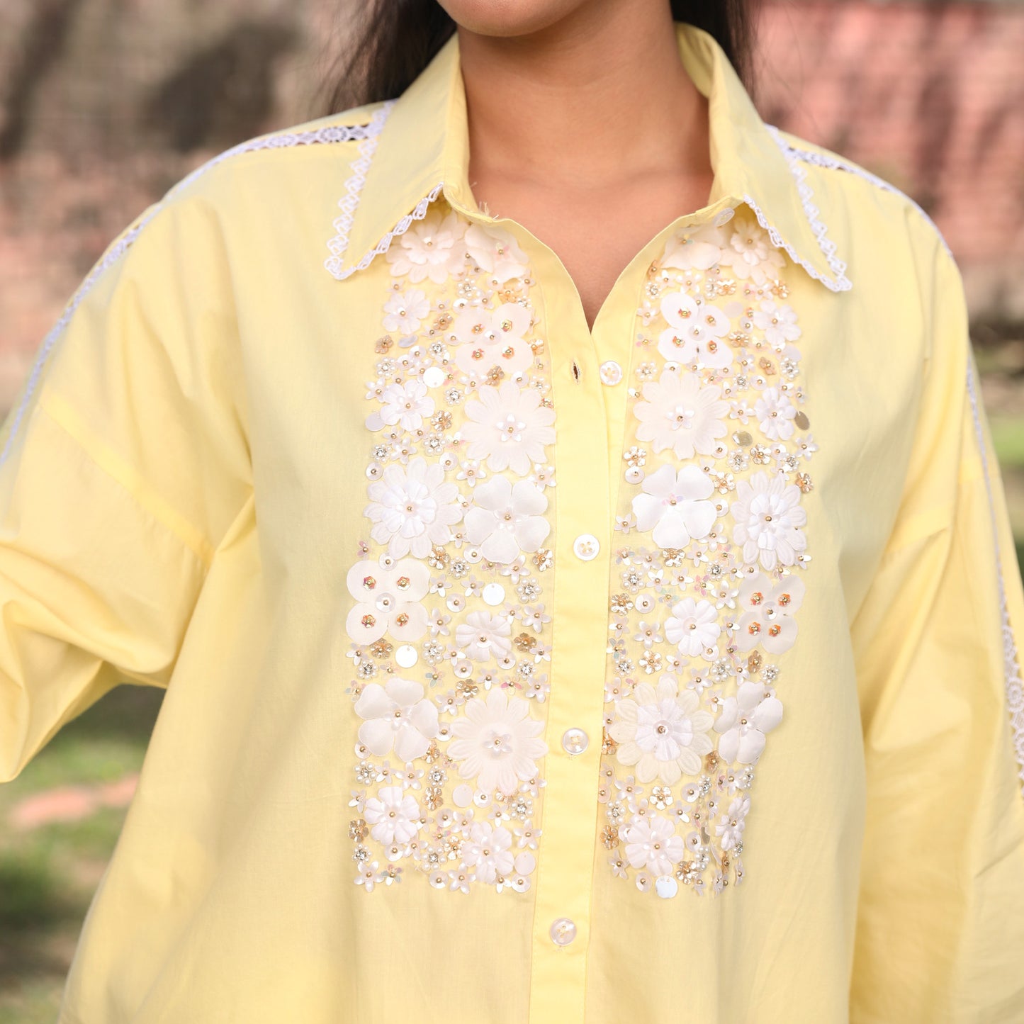 Bloomlace Charm Cotton Shirt