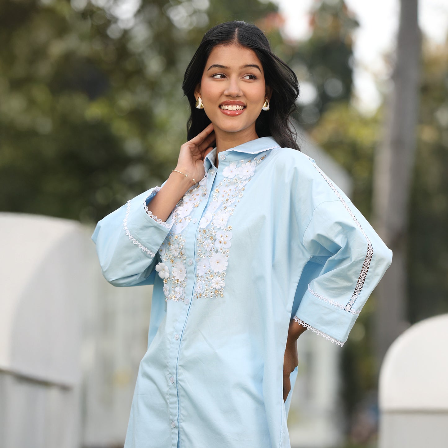 Bloomlace Charm Cotton Shirt