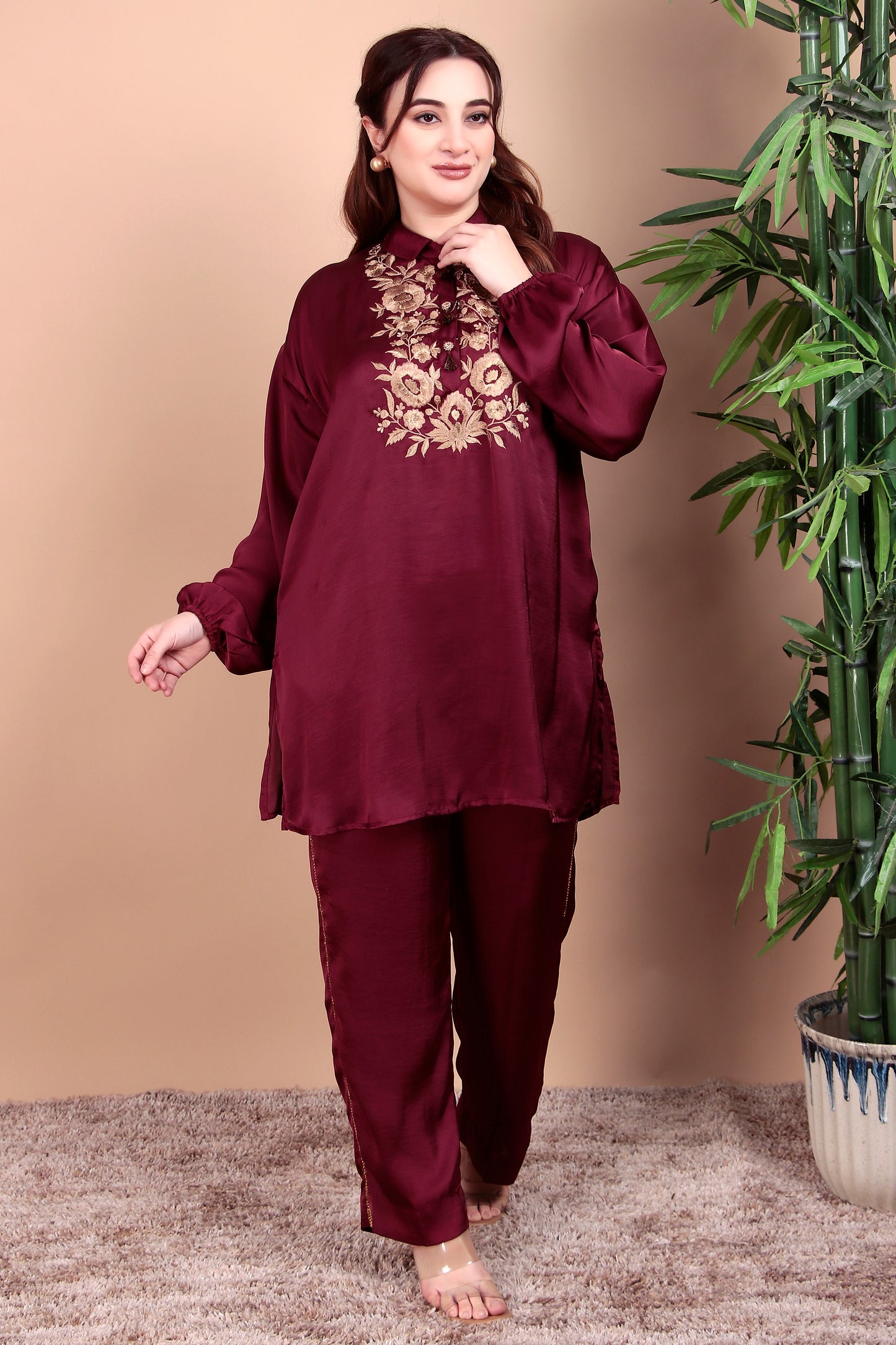 Velvet A-Line Kurta with Bellbottoms