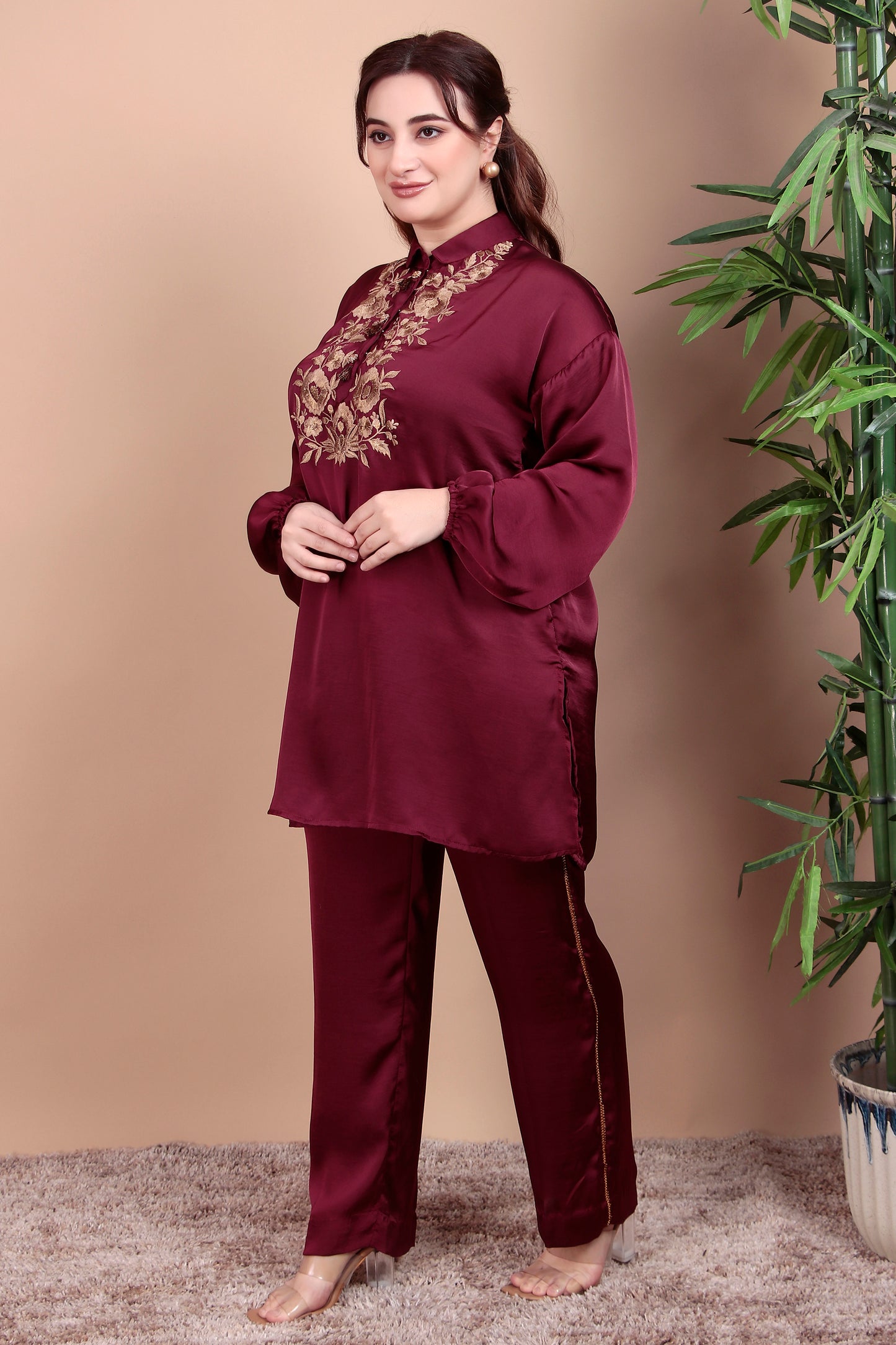 Velvet A-Line Kurta with Bellbottoms