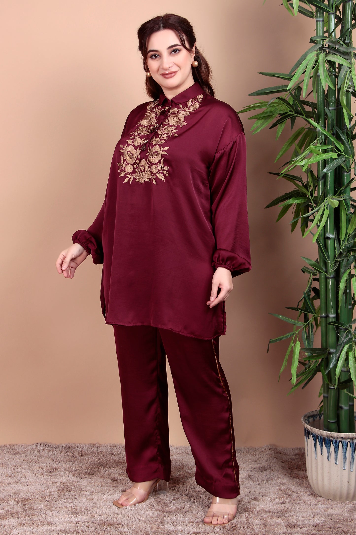 Velvet A-Line Kurta with Bellbottoms