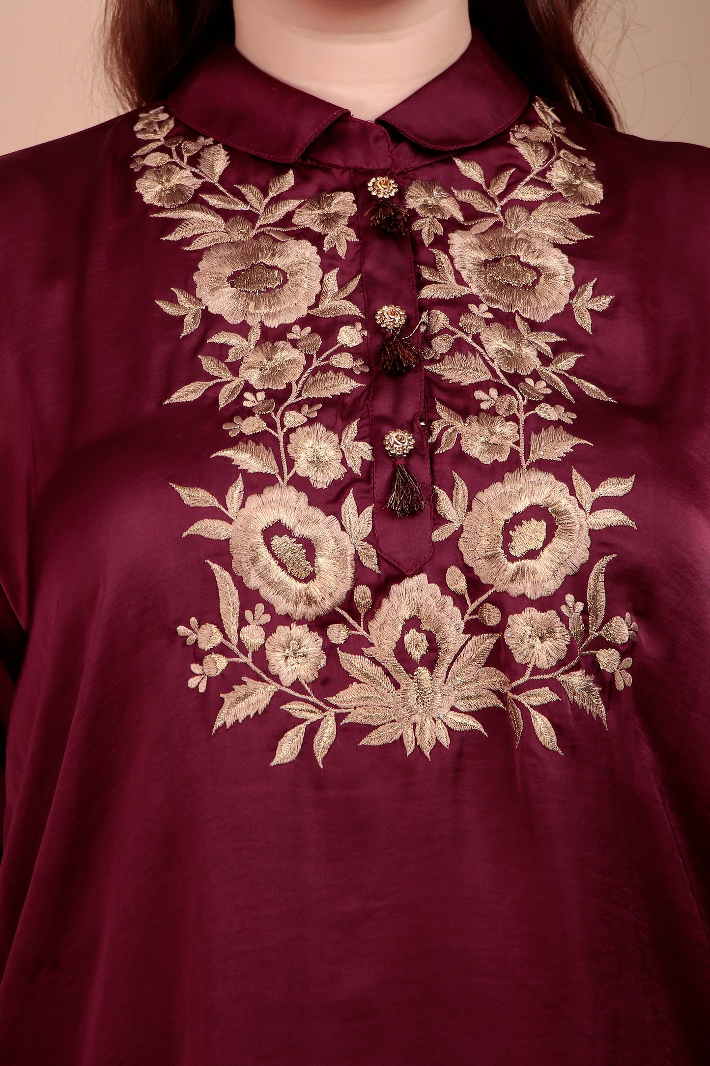 Velvet A-Line Kurta with Bellbottoms