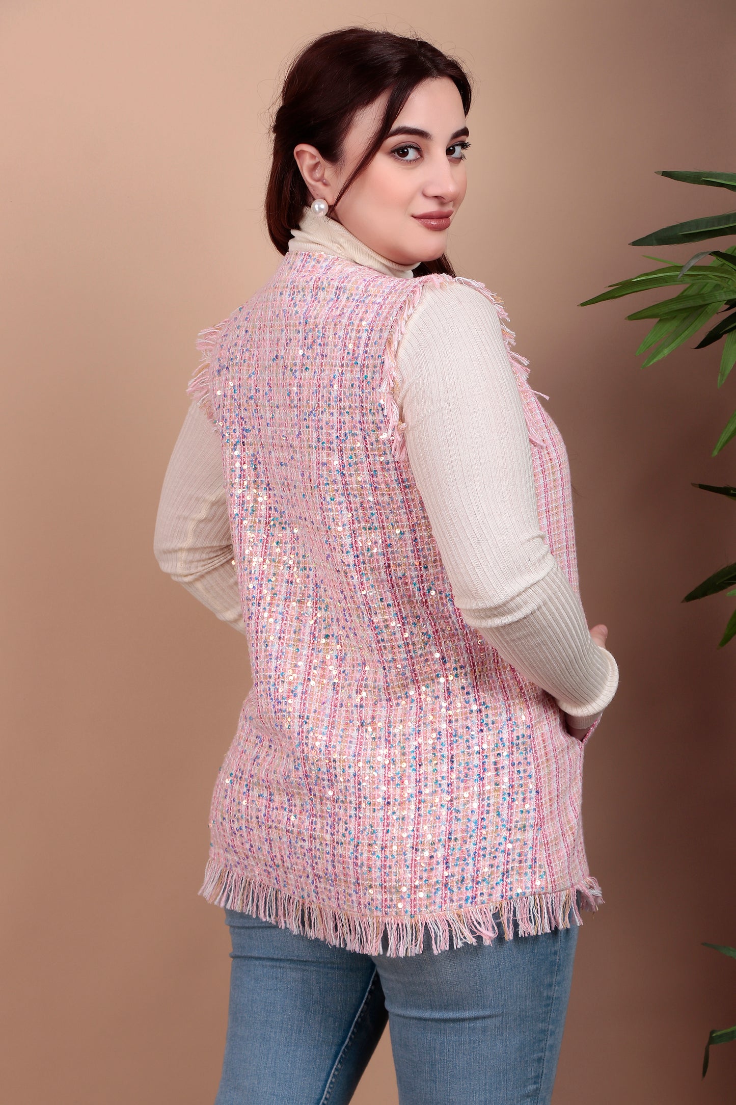 Elegant Checkered Tweed Vest