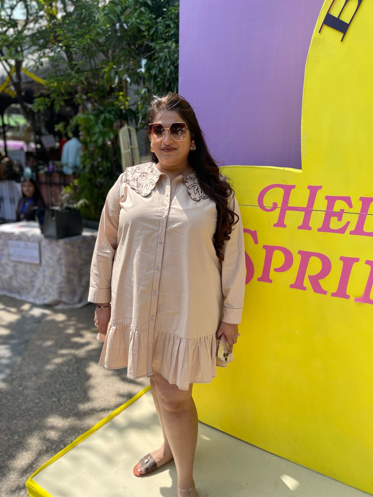 Floral Collar Charm A-Line Dress