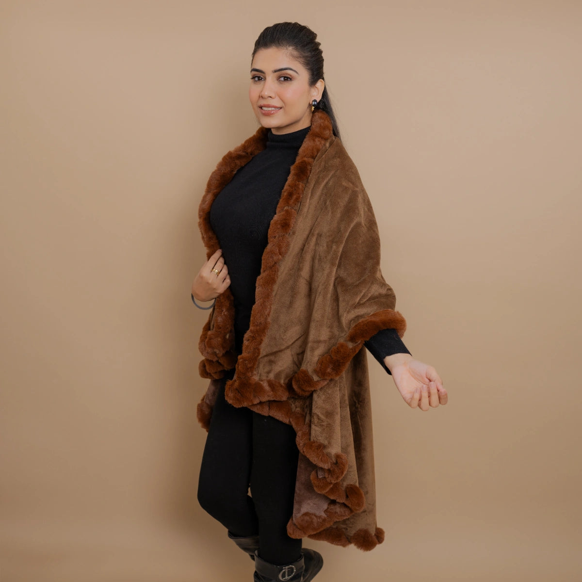 Double Layer Fur Poncho Cape