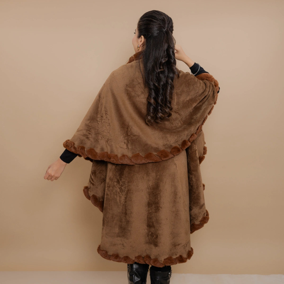 Double Layer Fur Poncho Cape