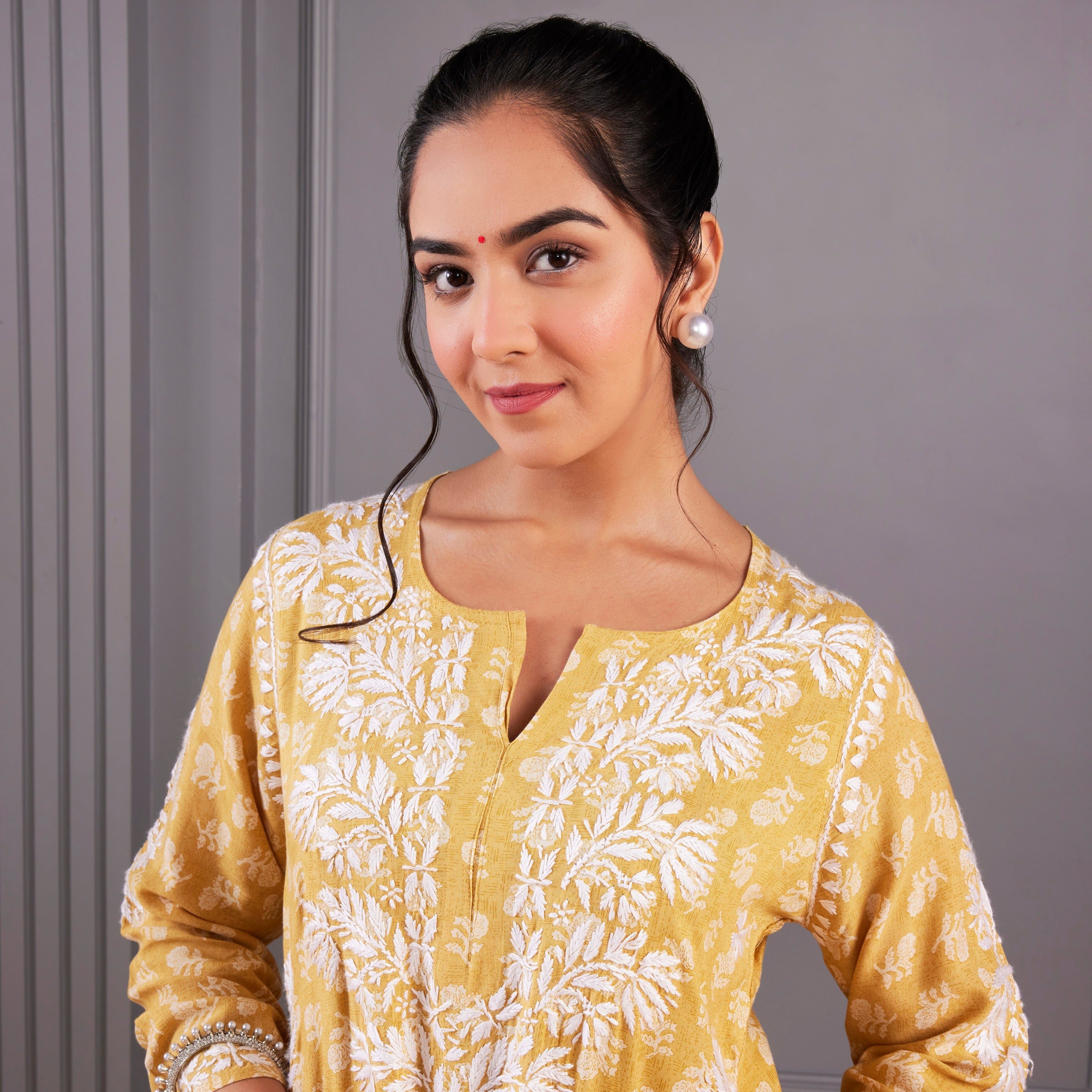 Mustard Elegance Chikankari Kurta Set