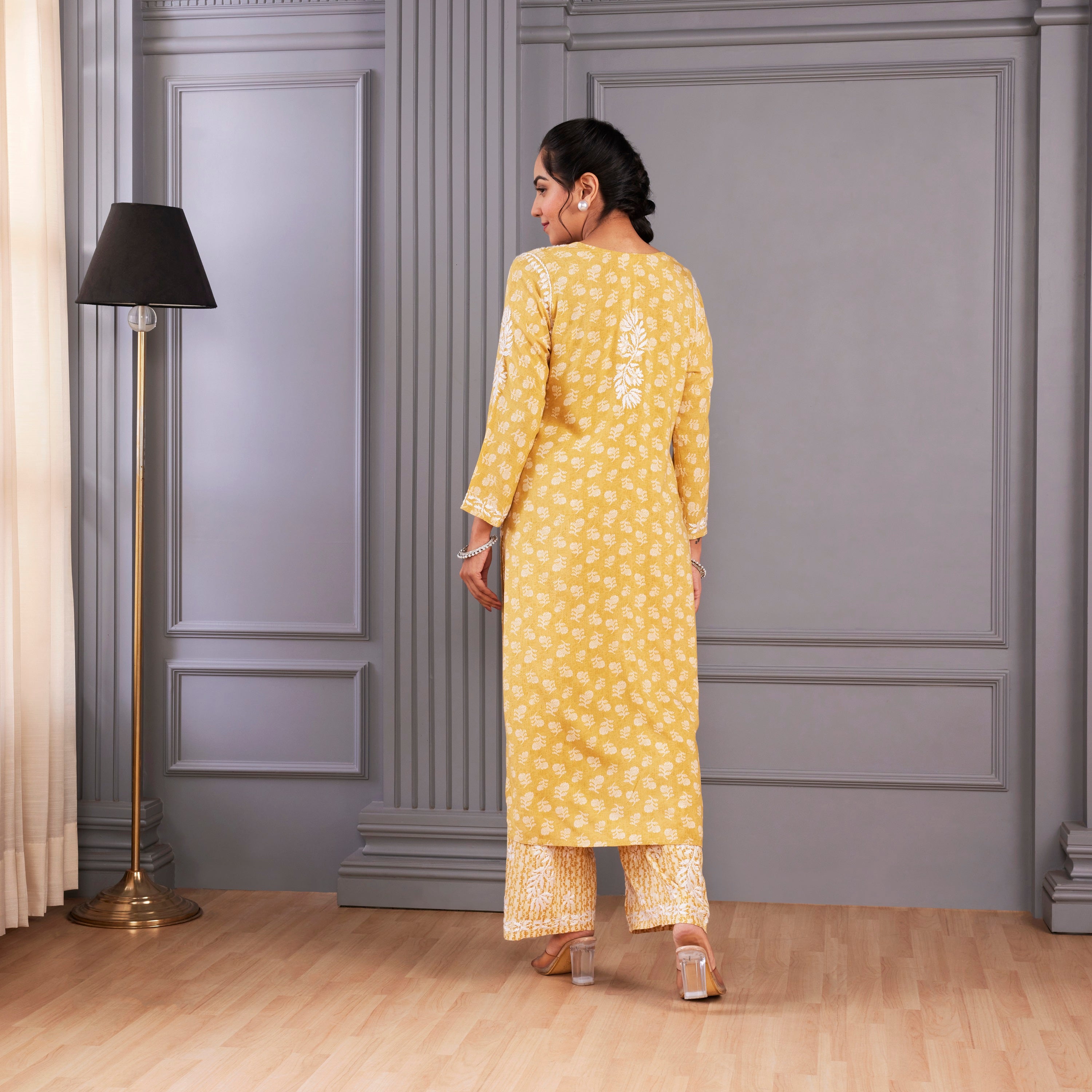 Mustard Elegance Chikankari Kurta Set