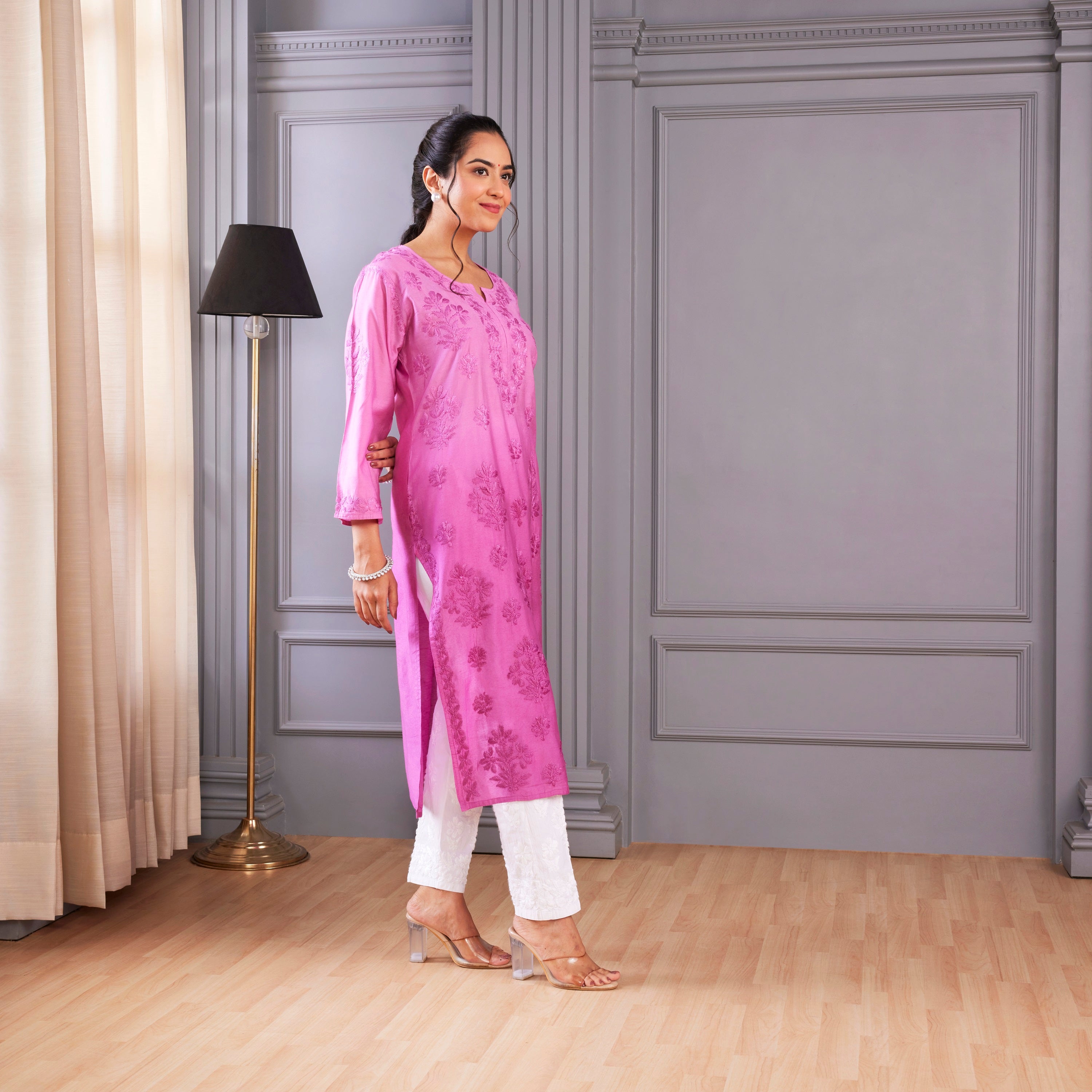 Lilac Breeze Chikankari Kurta Set