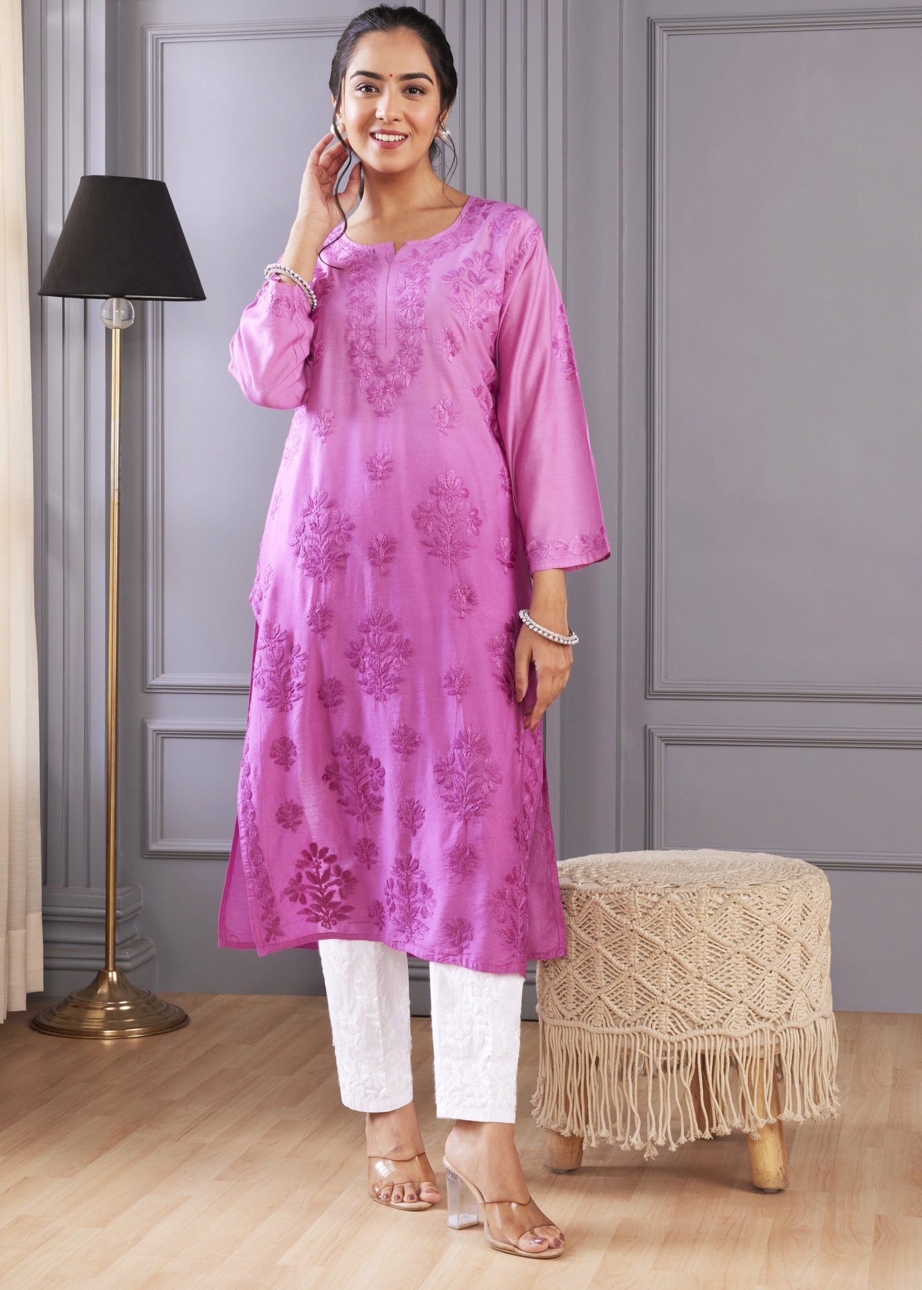 Lilac Breeze Chikankari Kurta Set