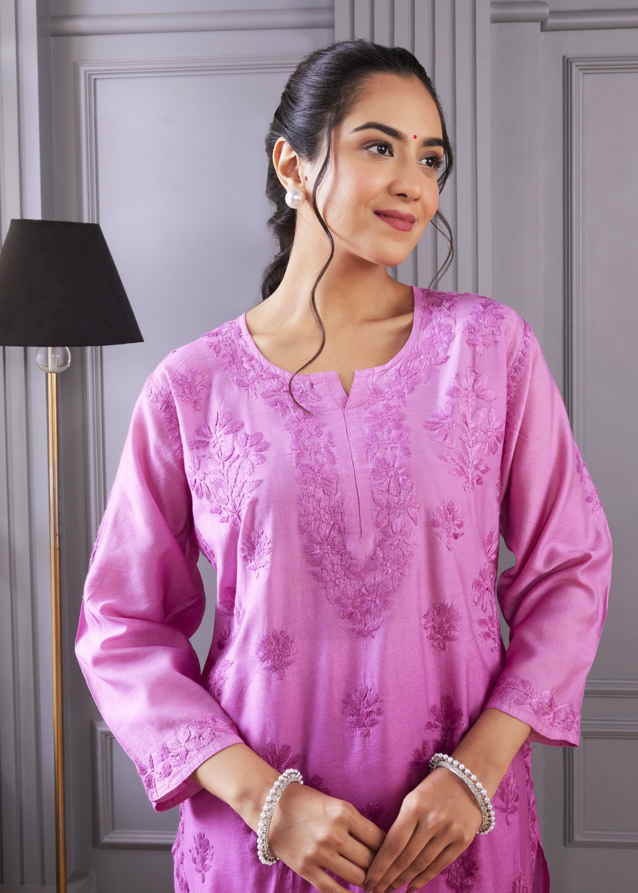 Lilac Breeze Chikankari Kurta Set