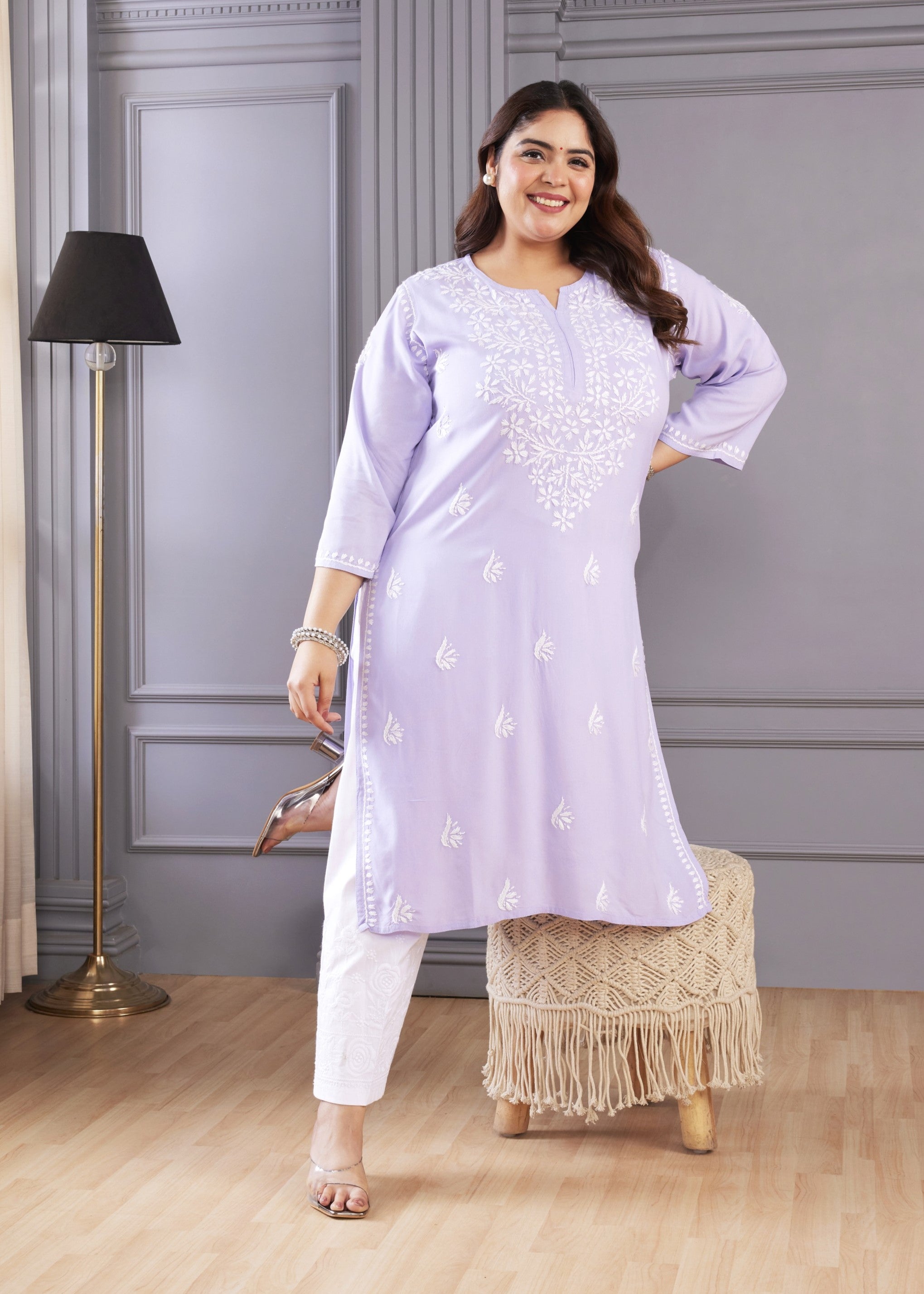 Mauve Magic Chikankari Kurta Set