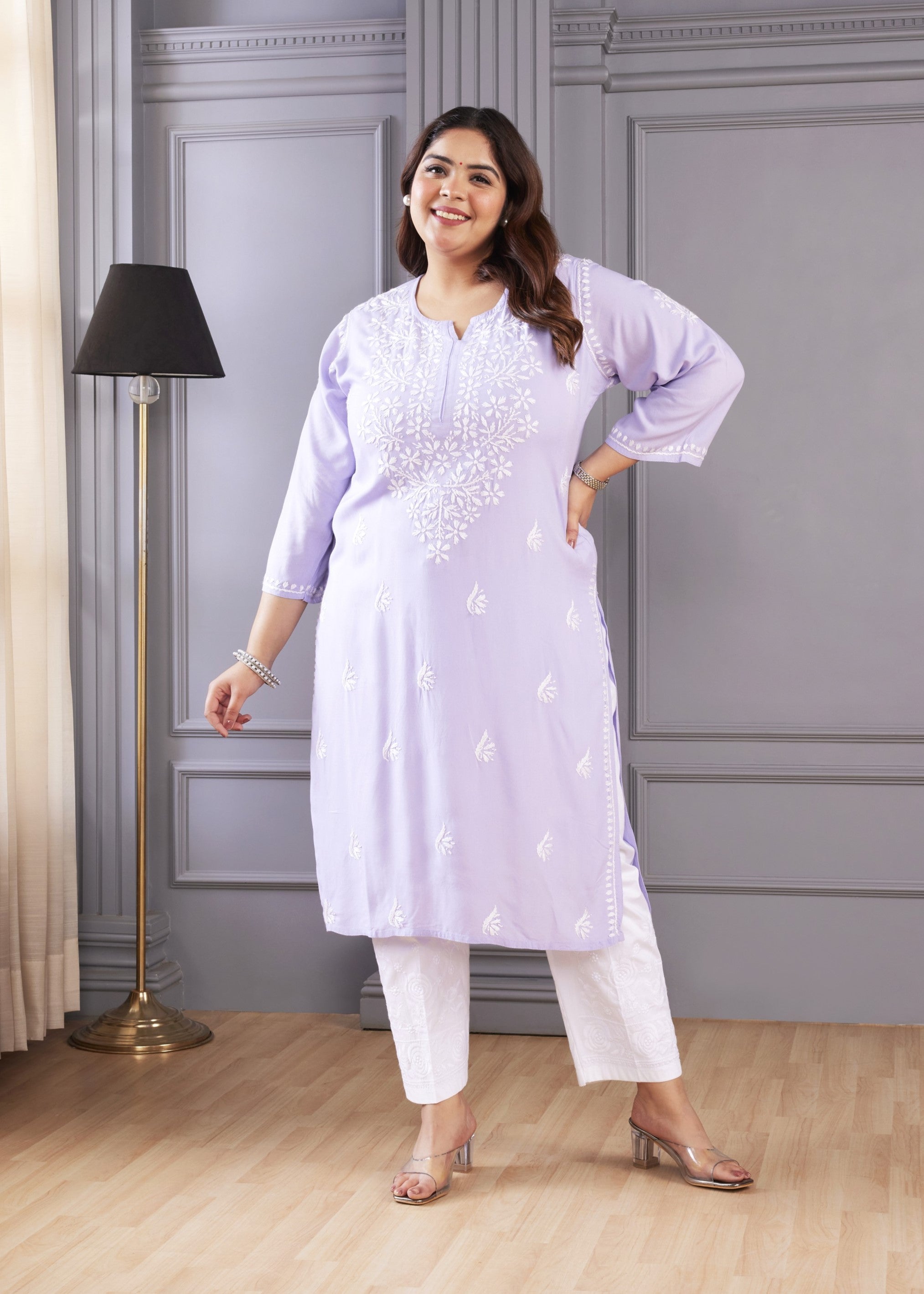 Mauve Magic Chikankari Kurta Set