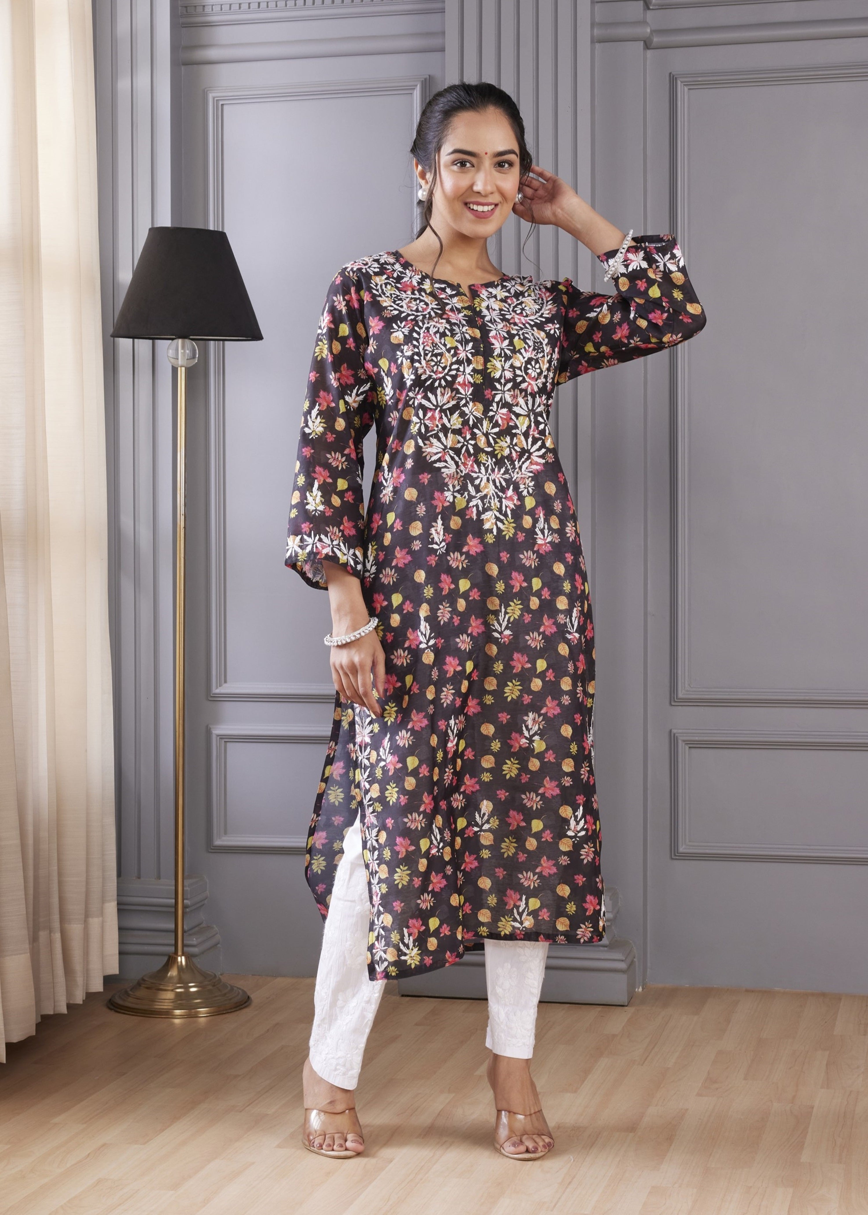 Black Paisley Chikankari Kurta Set