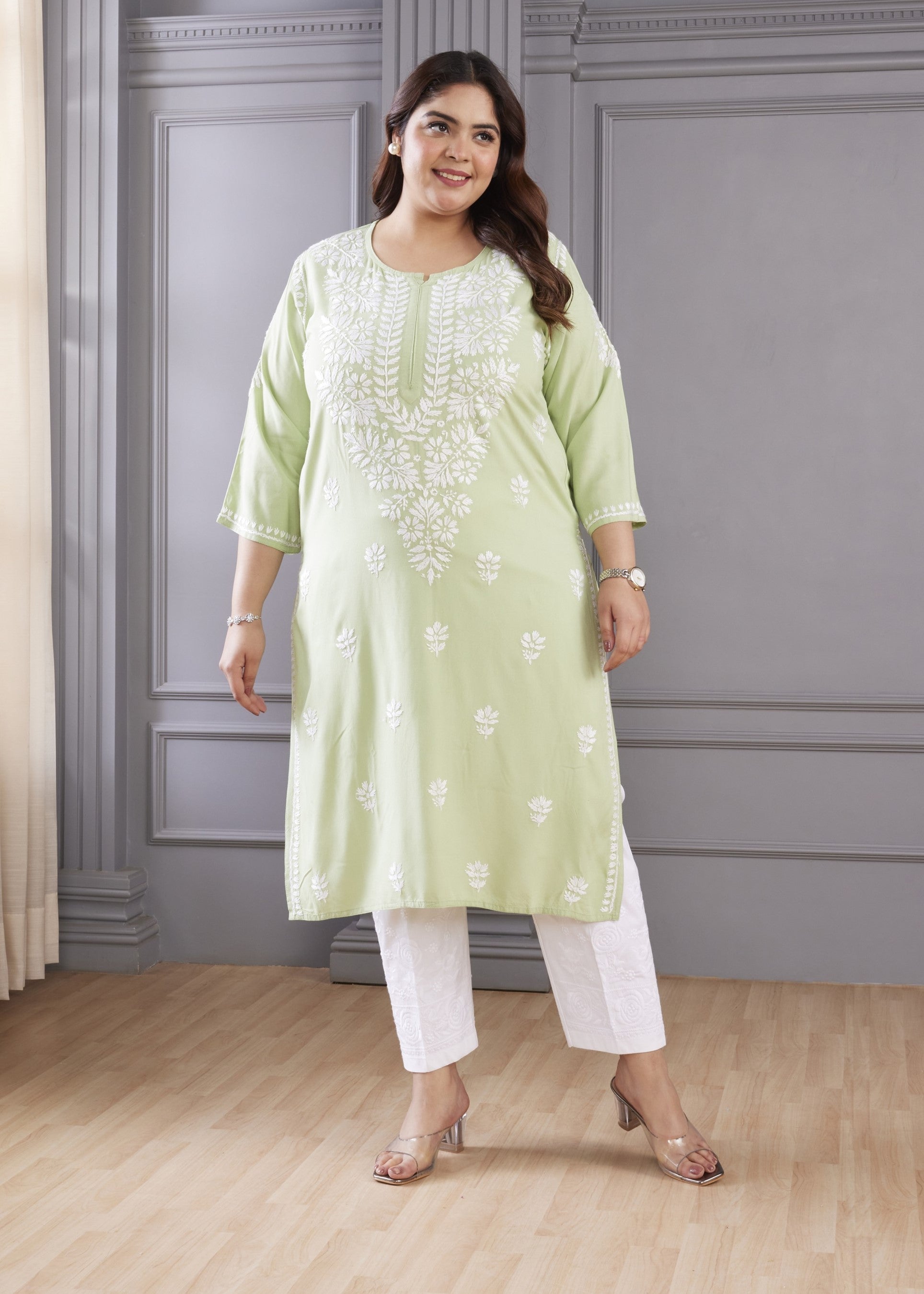 Green Traditional  Chikankari Kurta