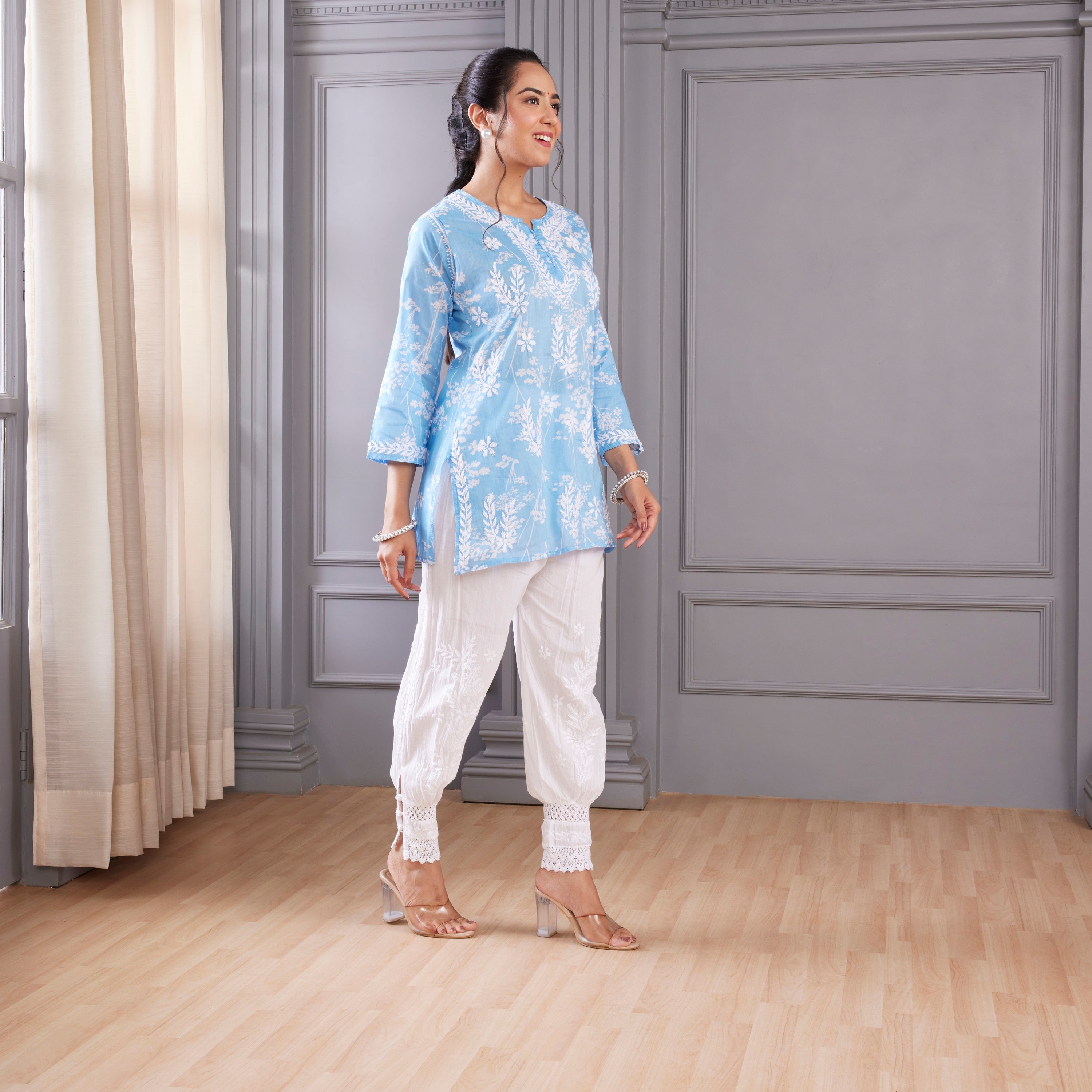 Crafted Blue Chikankari Kurta Set