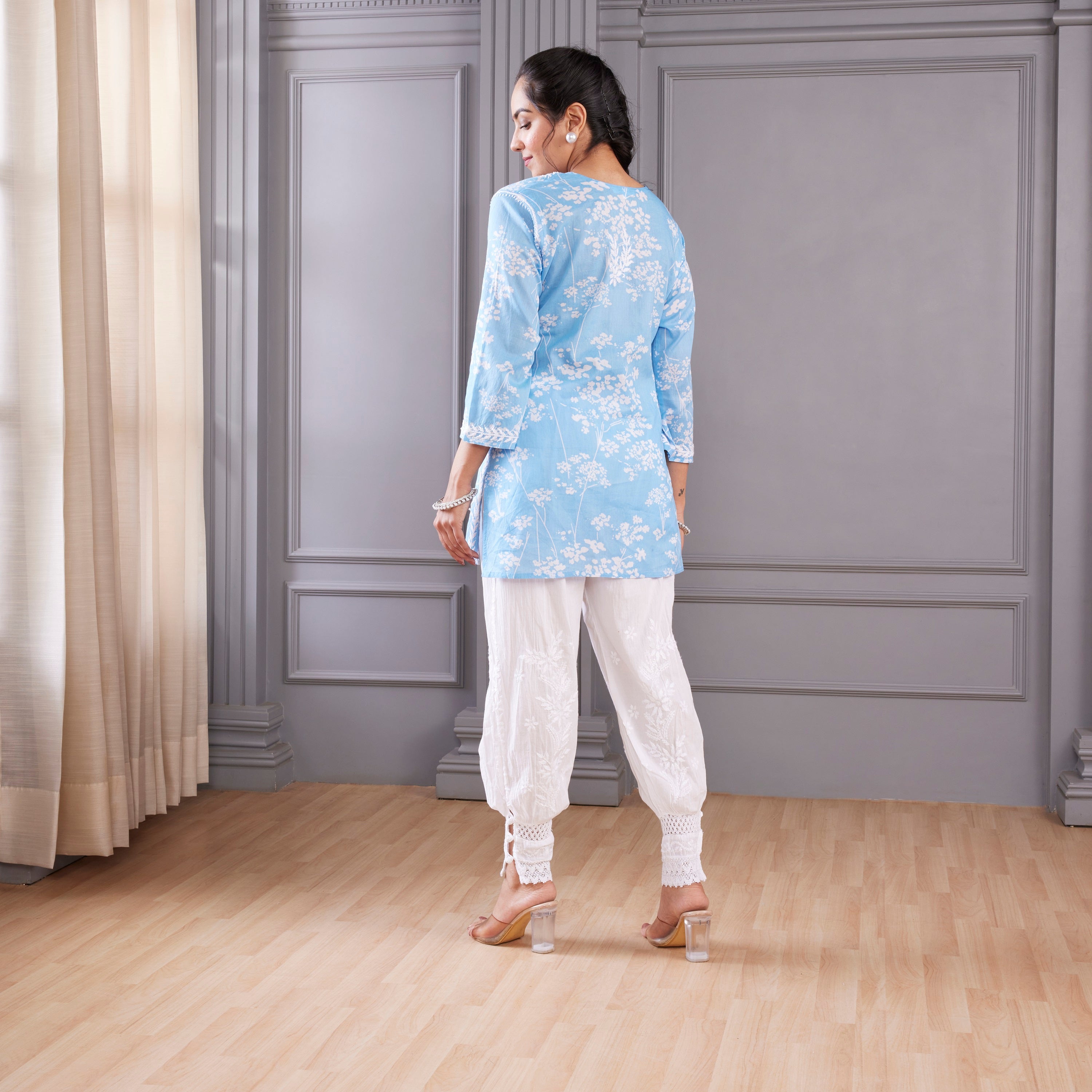 Crafted Blue Chikankari Kurta Set