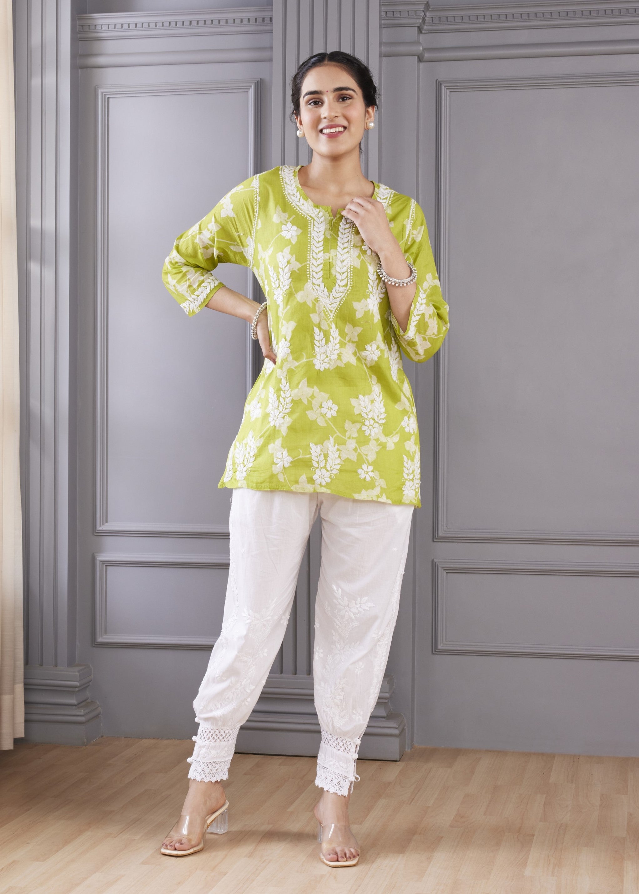 Green Glamour Chikankari Kurta