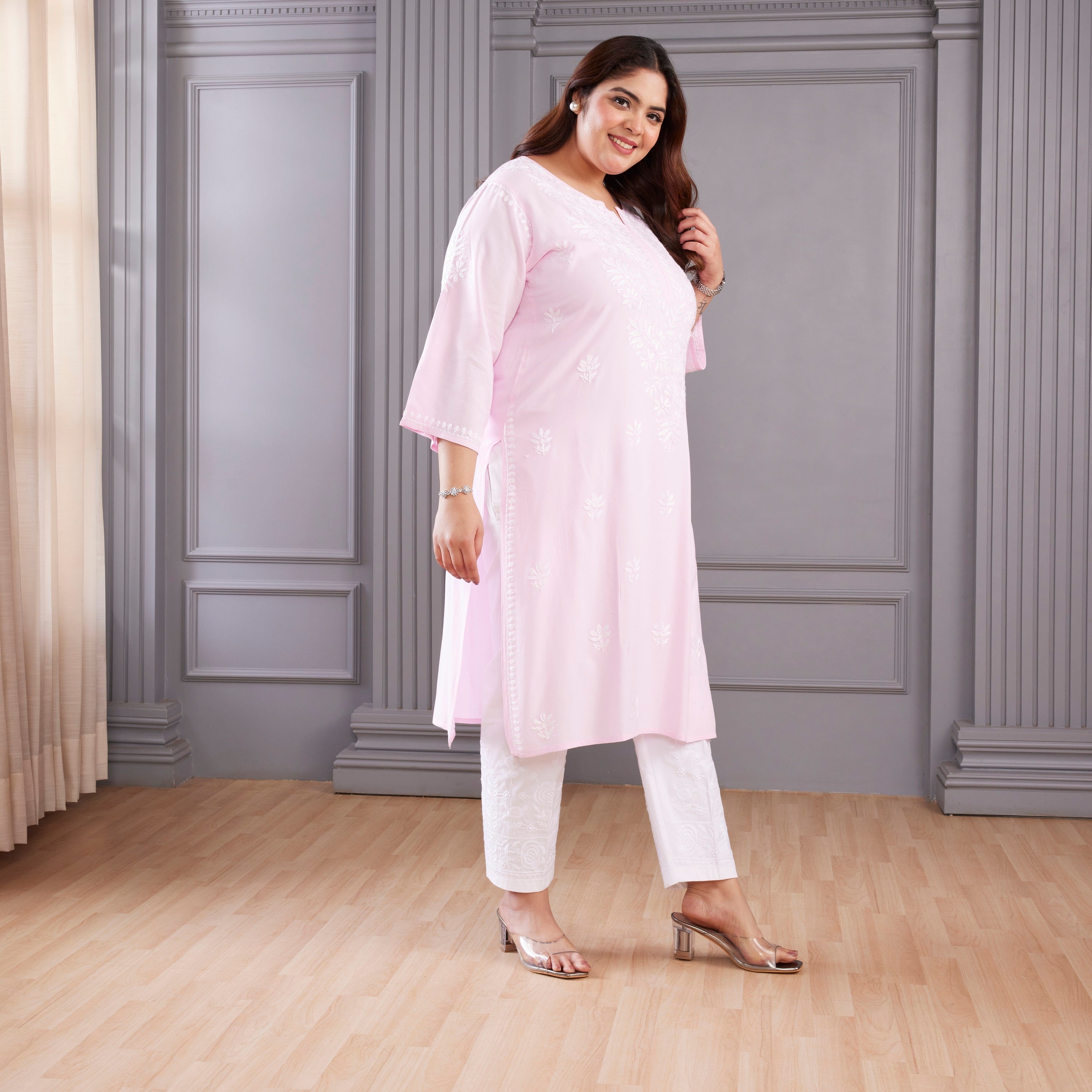 Pink Bliss Chikankari Kurta Set