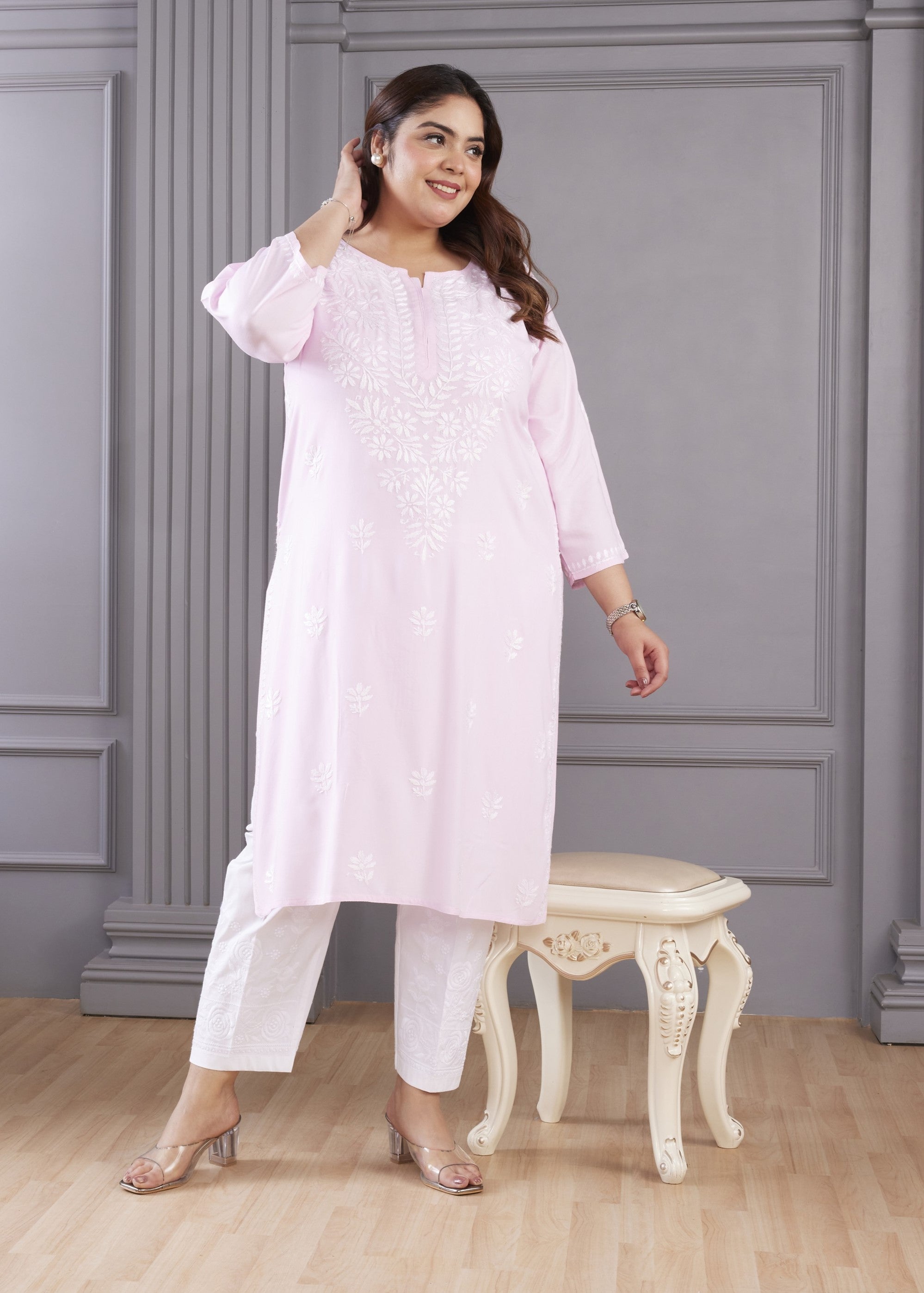 Pink Bliss Chikankari Kurta Set