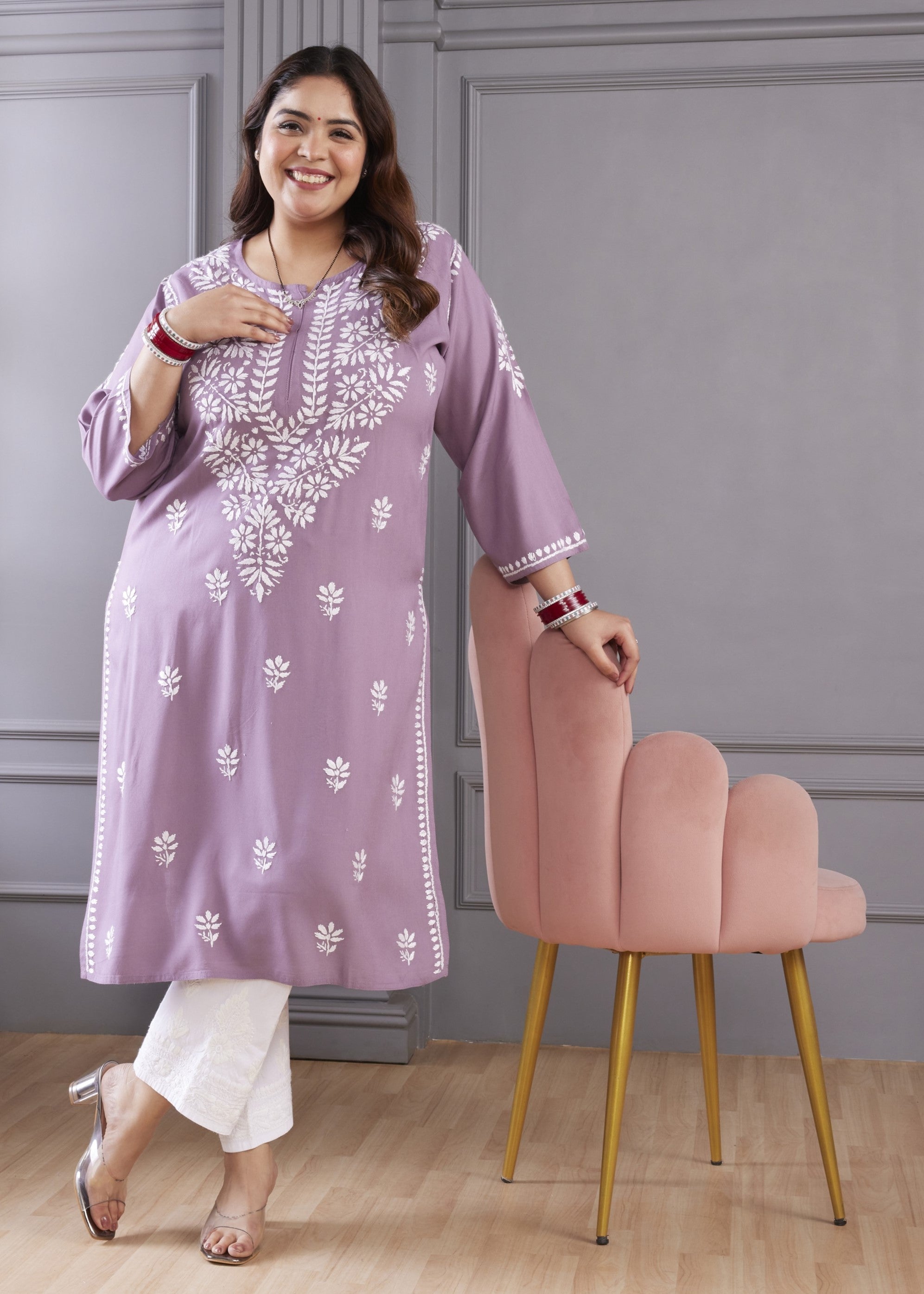 Breathtaking Purple Chikankari Kurta