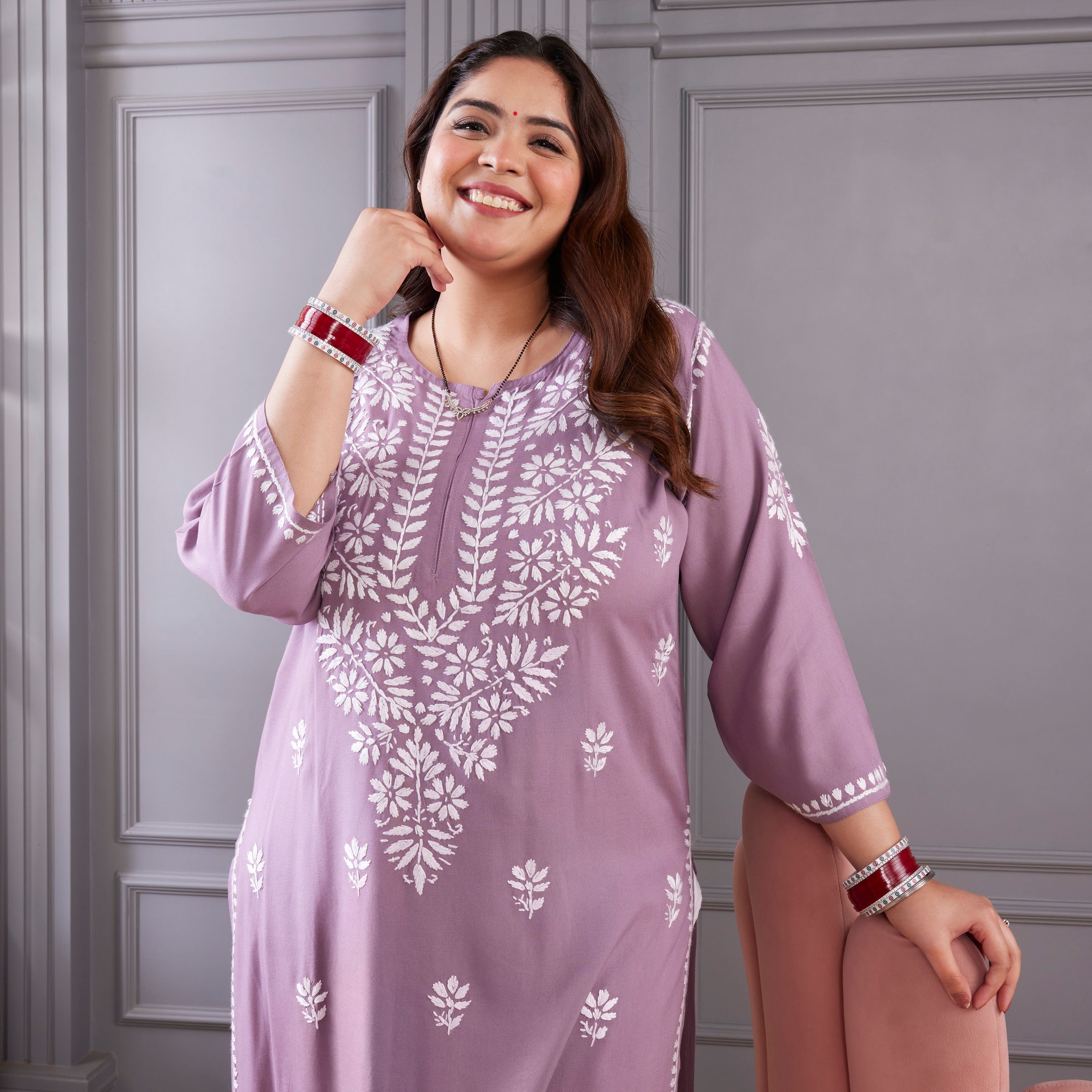 Breathtaking Purple Chikankari Kurta