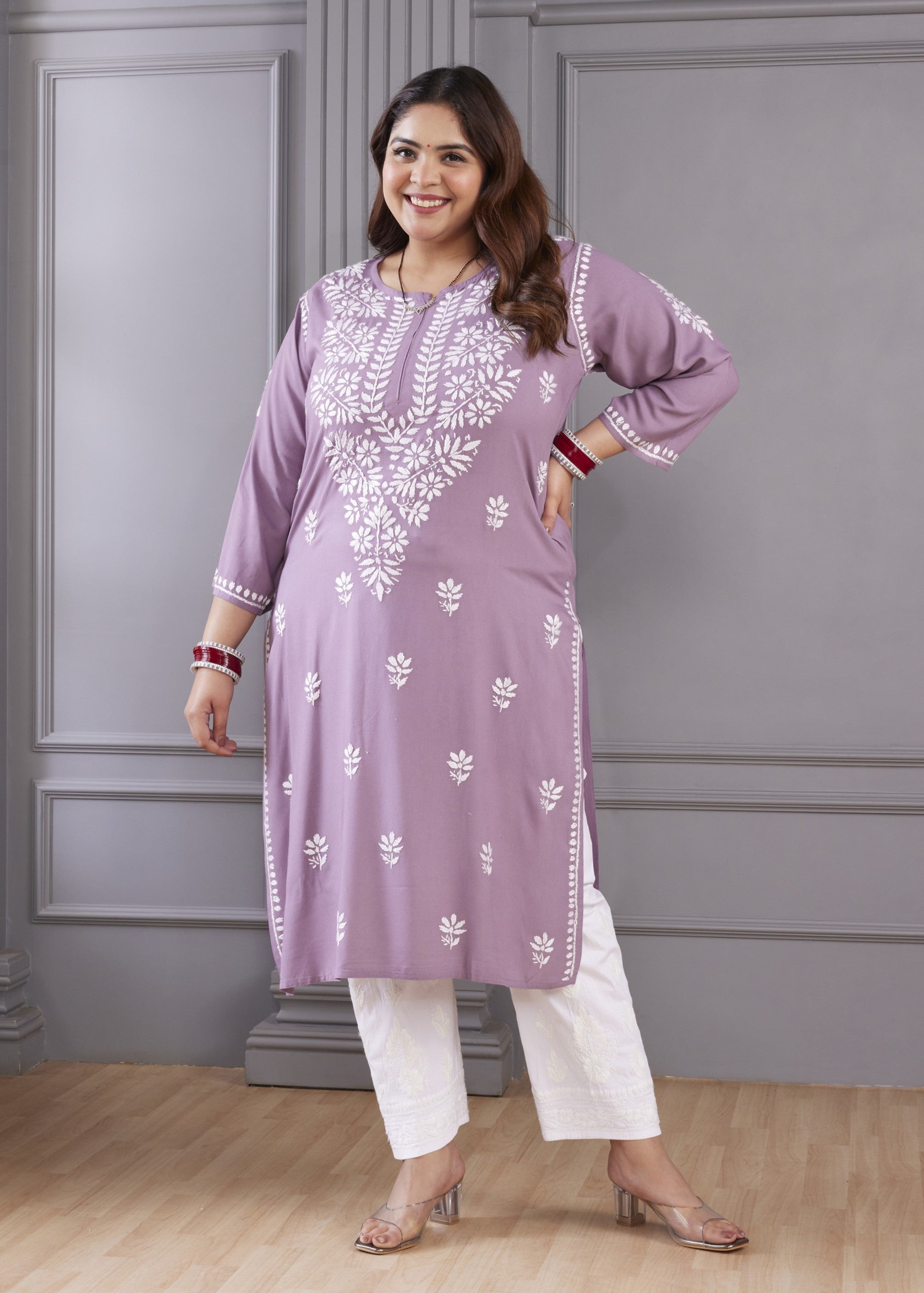 Breathtaking Purple Chikankari Kurta