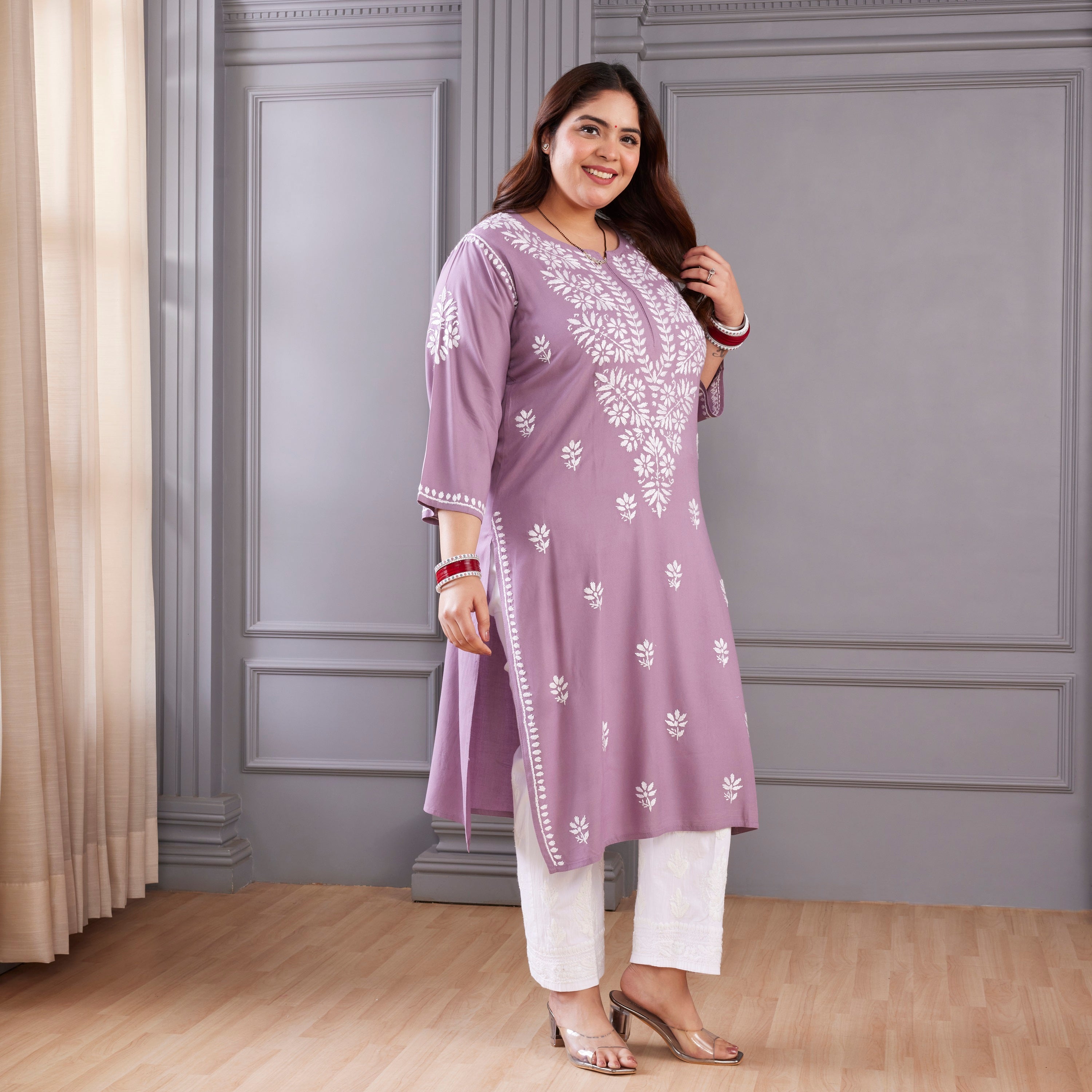 Breathtaking Purple Chikankari Kurta