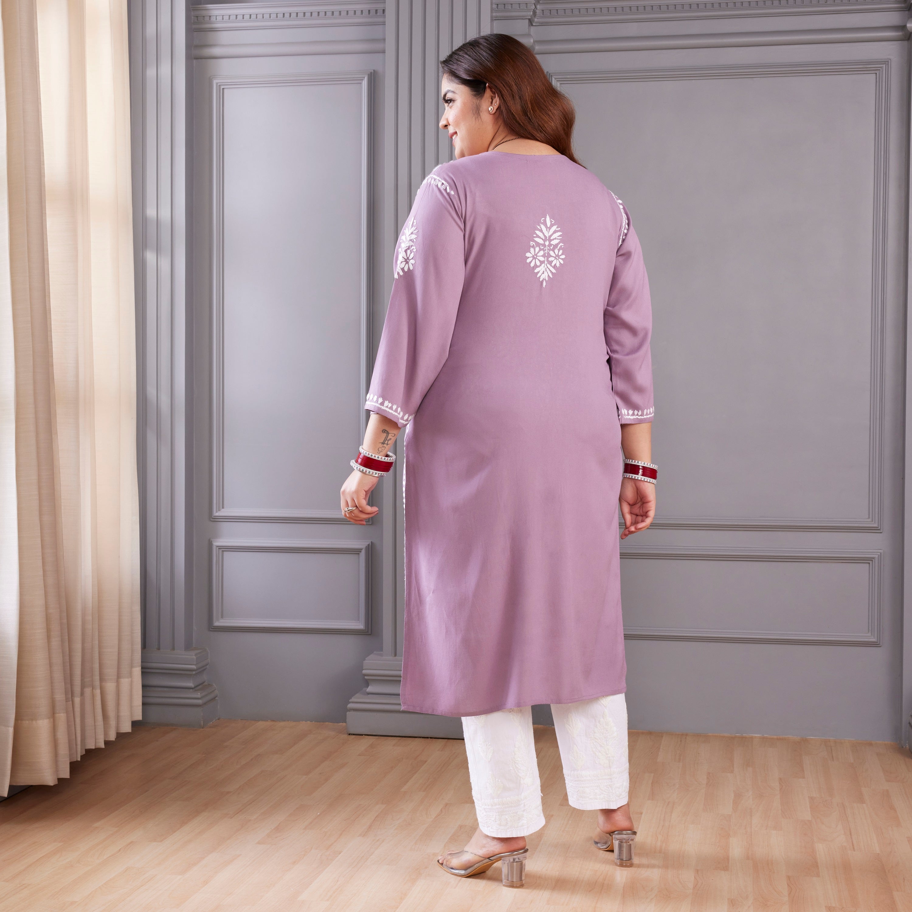 Breathtaking Purple Chikankari Kurta