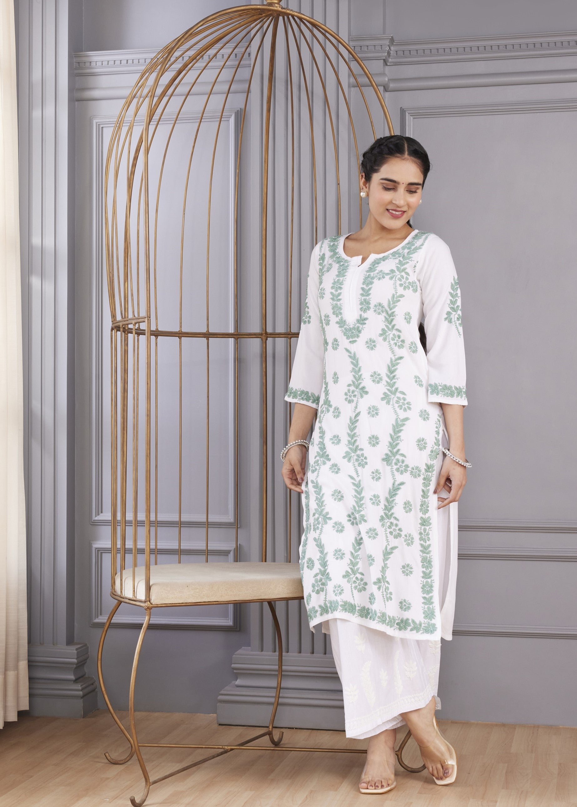 Green Delight Chikankari Kurta Set