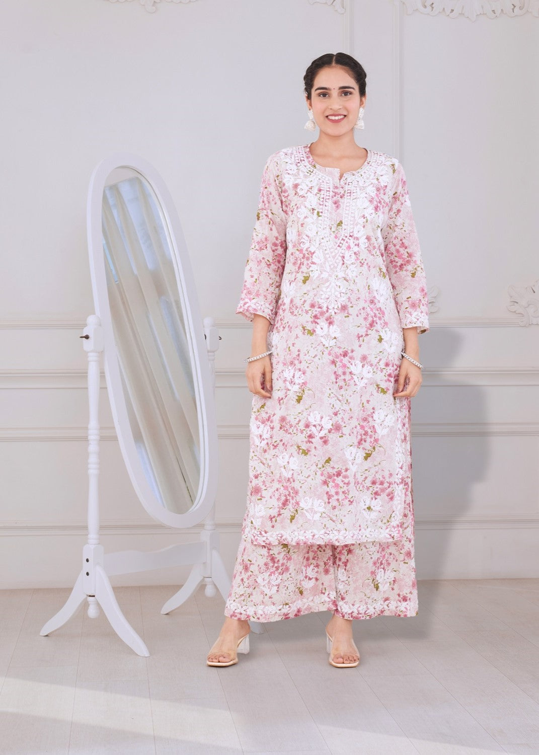 Delicate Pink Chikankari Kurta Set