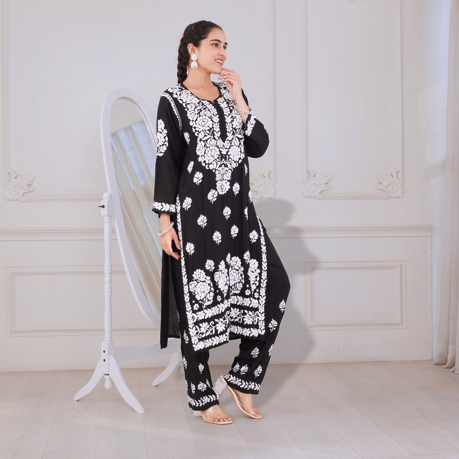 Black Beauty Chikankari Kurta Set