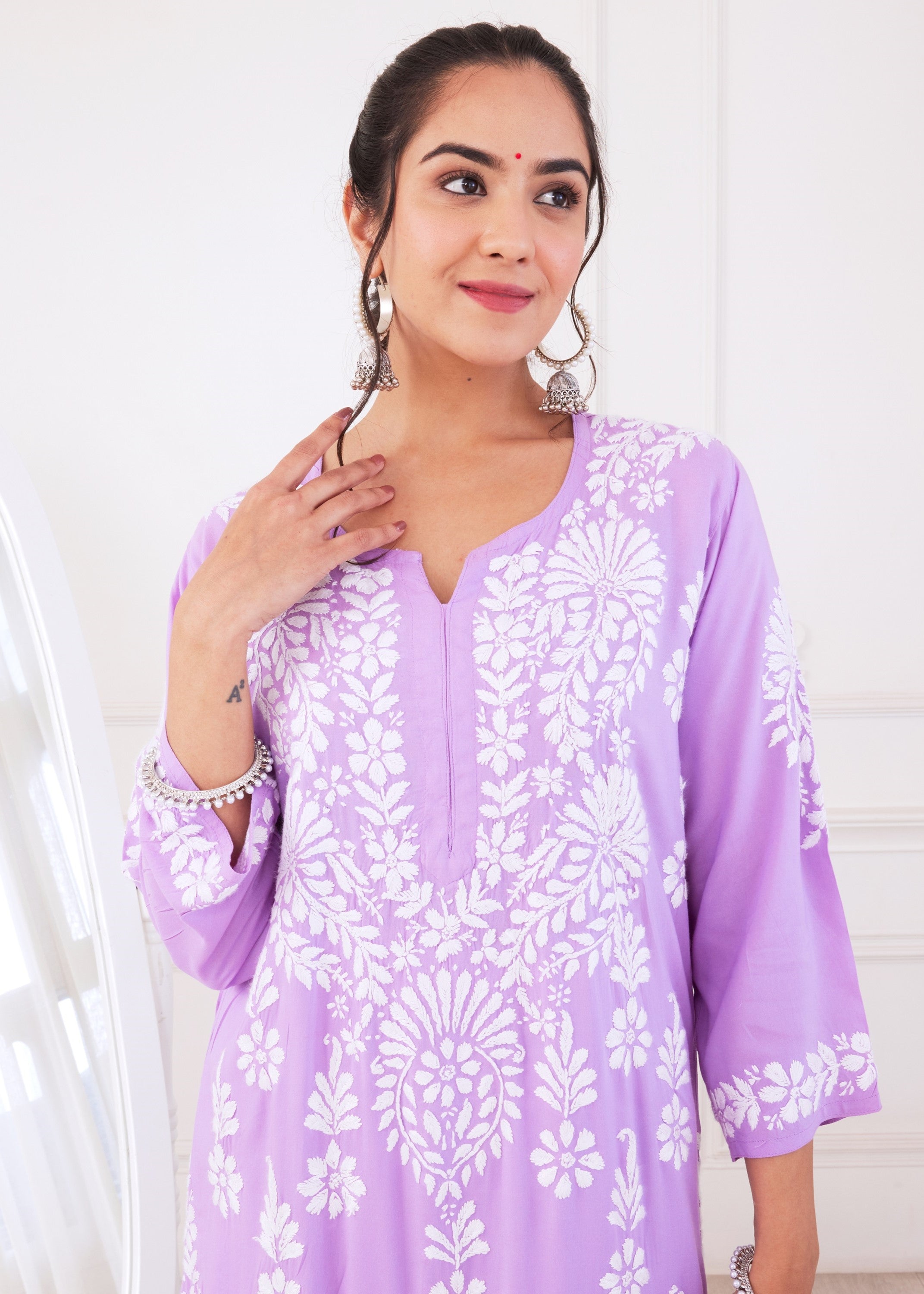 Modern Lilac Chikankari Kurta