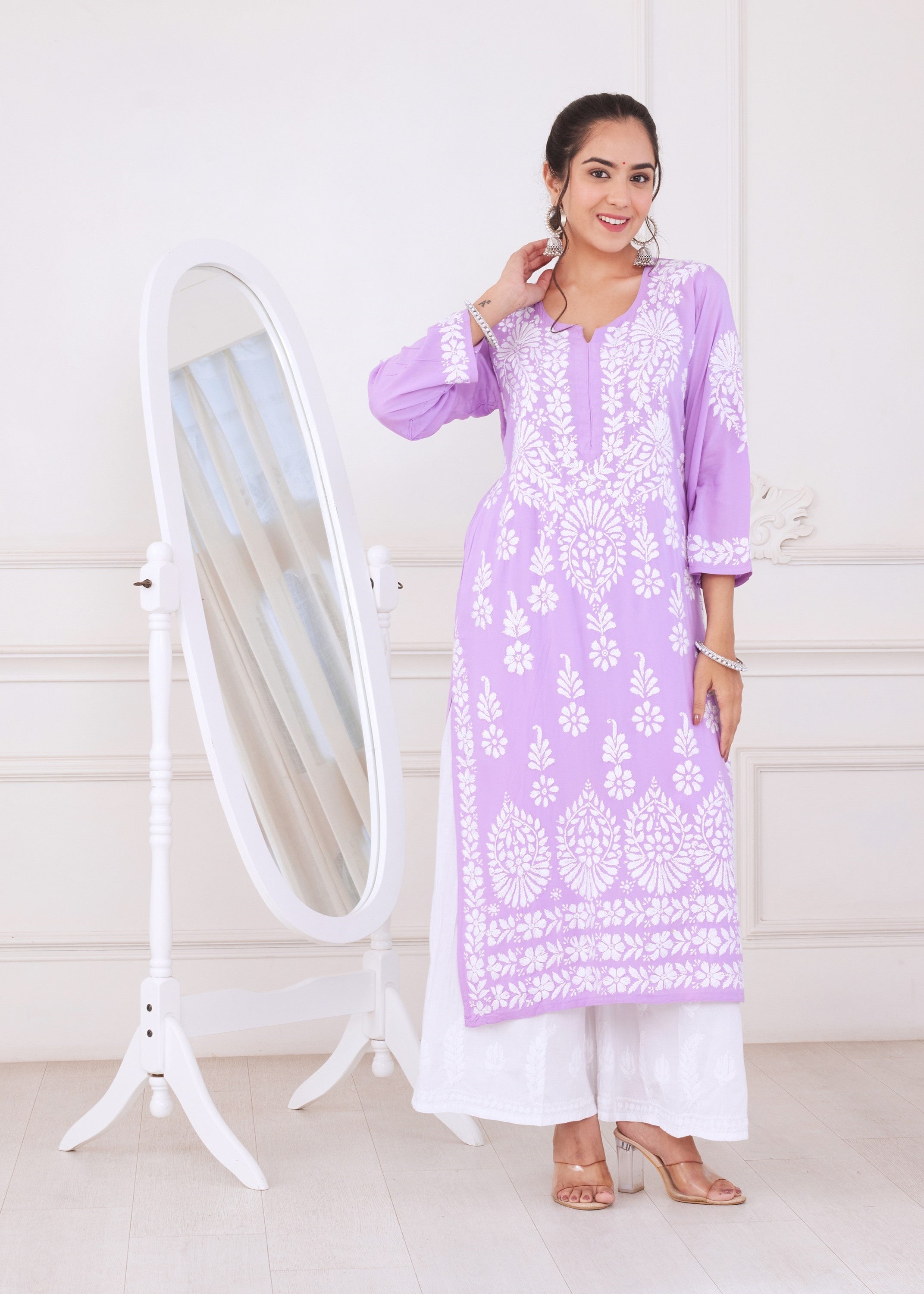 Modern Lilac Chikankari Kurta