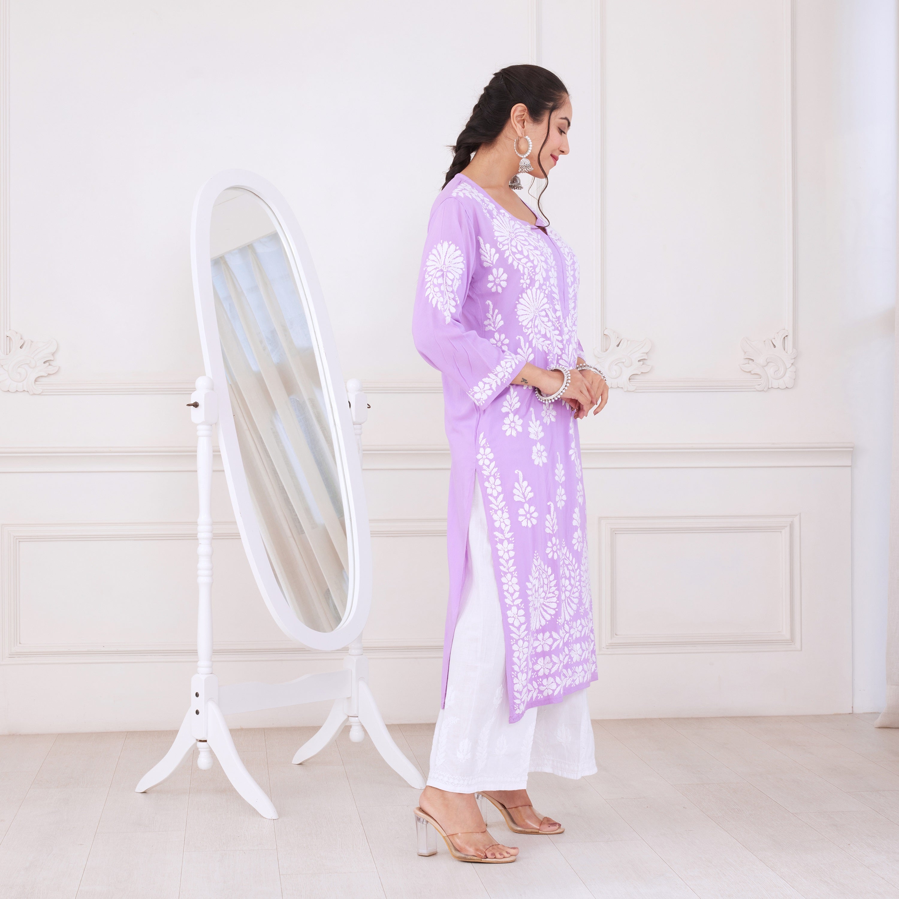 Modern Lilac Chikankari Kurta