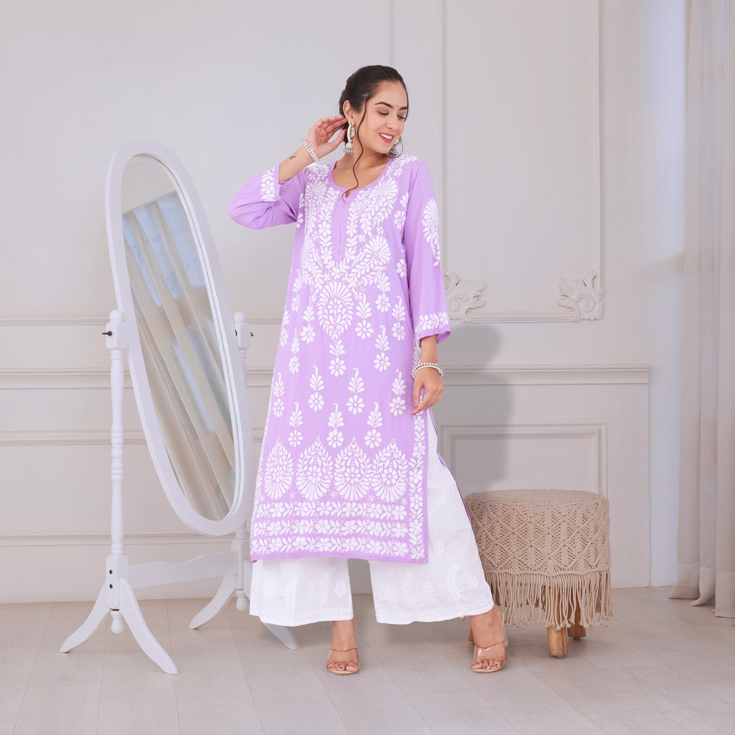 Enchanted Lilac Chikankari Kurta Set