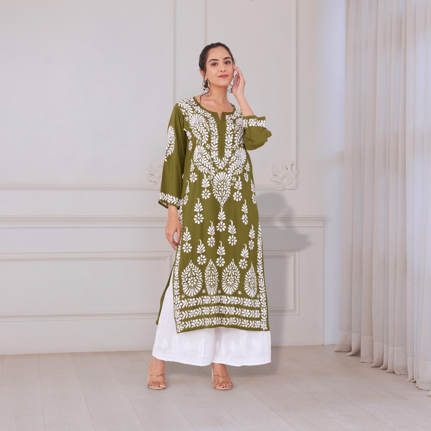 Vibrant Green Chikankari Kurta set