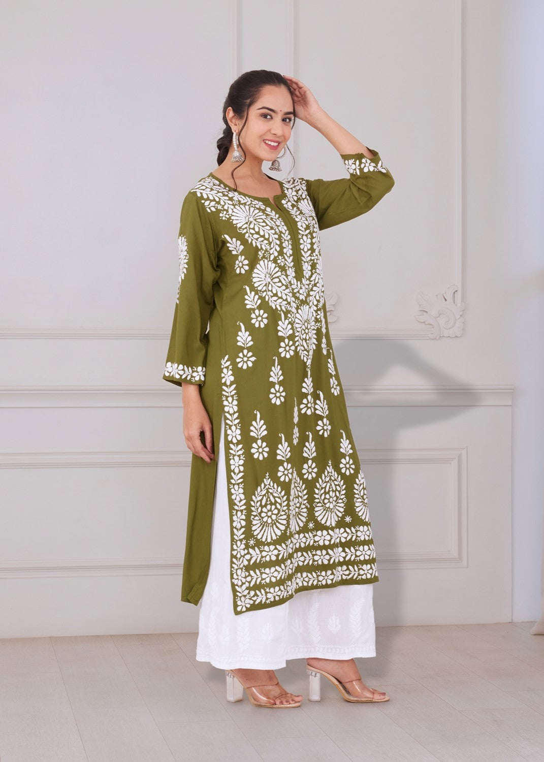 Vibrant Green Chikankari Kurta set