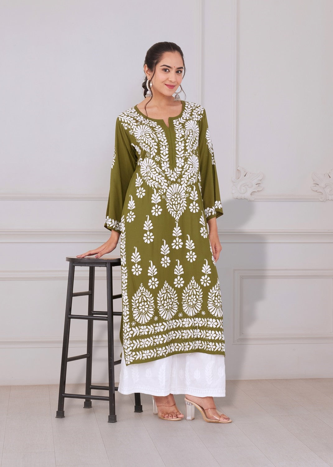 Vibrant Green Chikankari Kurta set