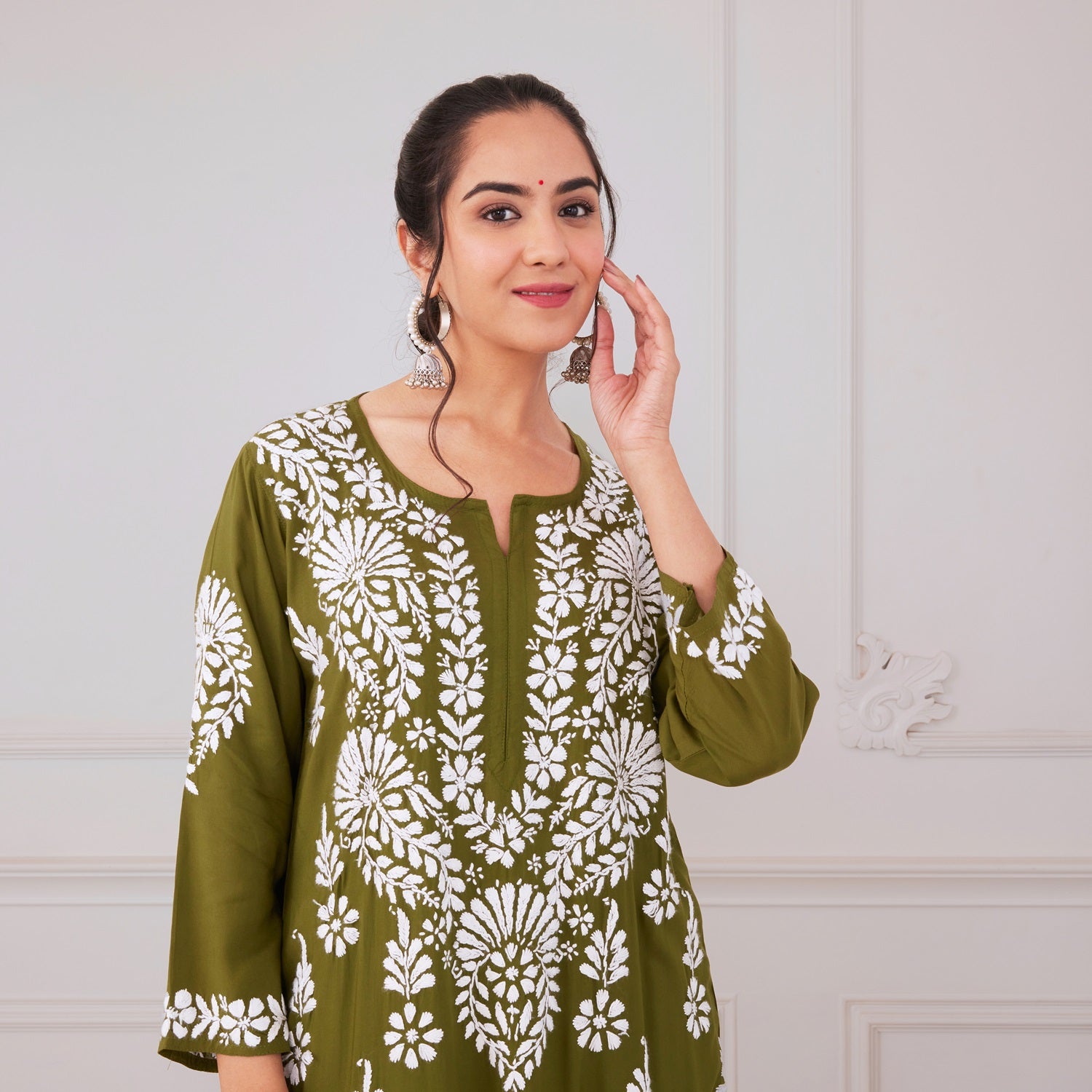 Vibrant Green Chikankari Kurta set