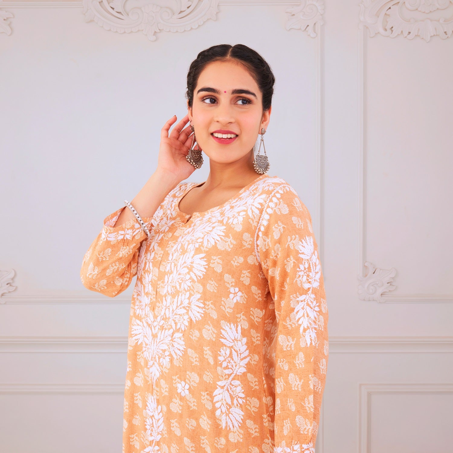 Radiant Orange Chikankari Kurta Set