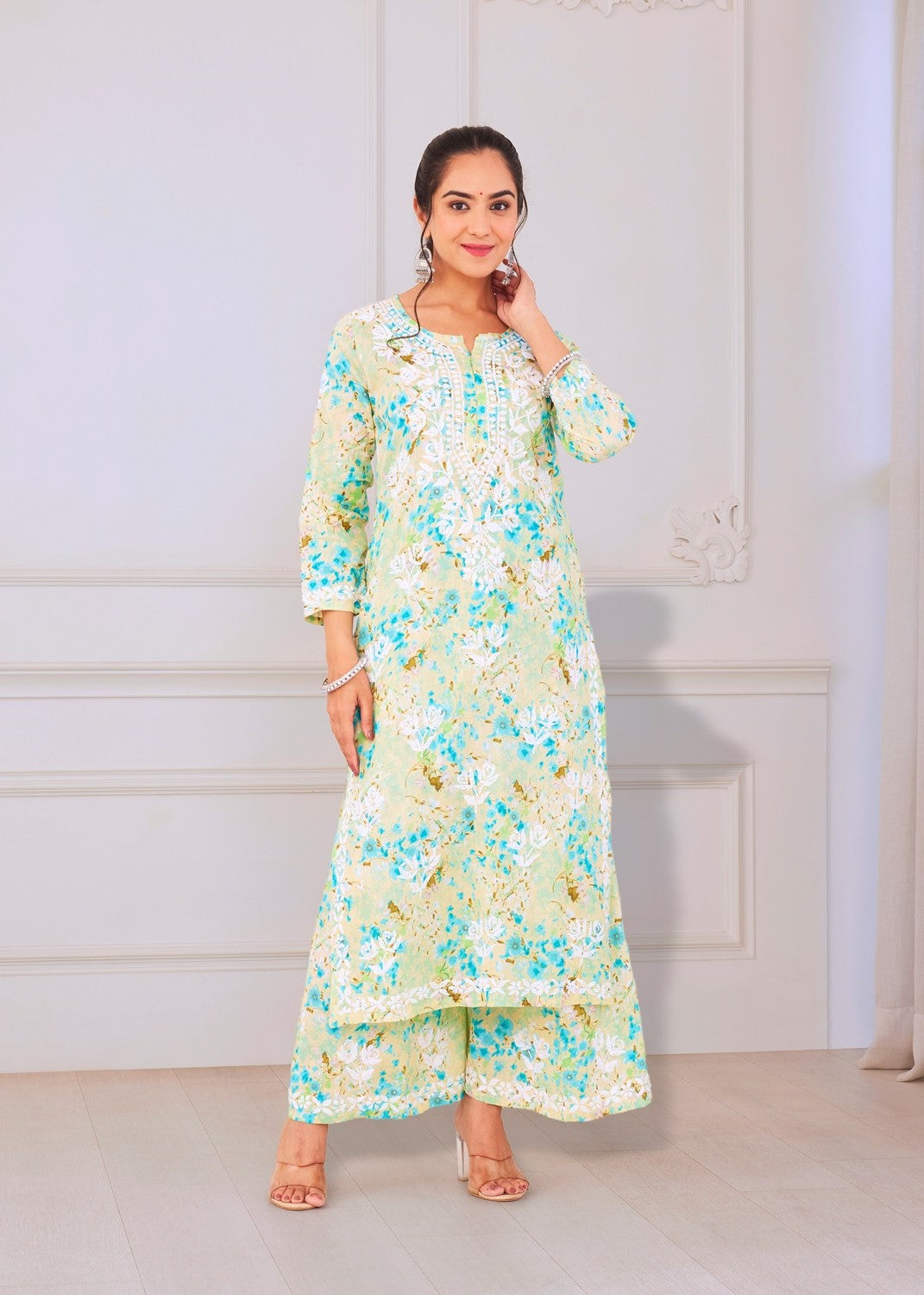 Green Garden Chikankari Kurta Set