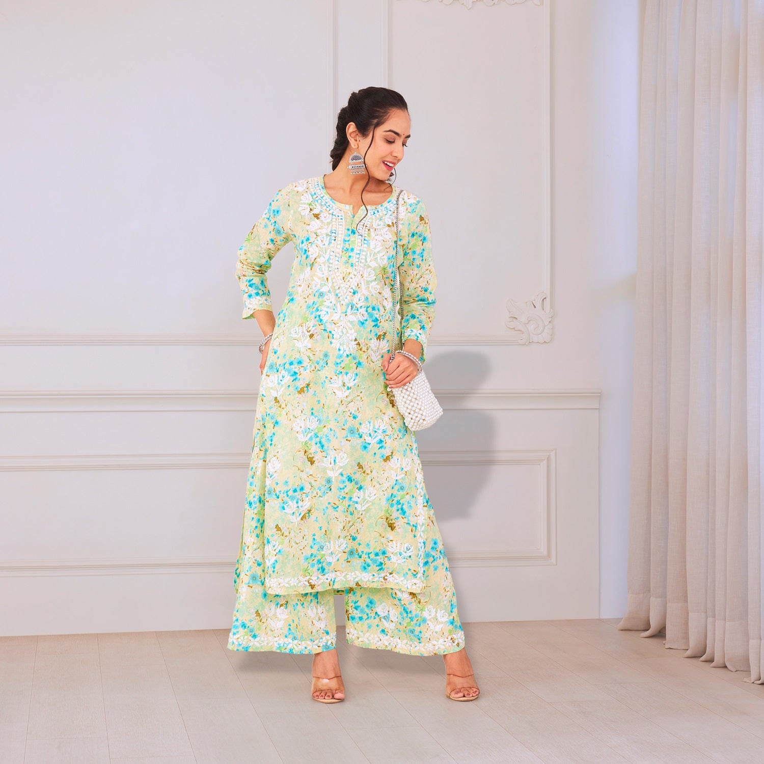 Green Garden Chikankari Kurta Set