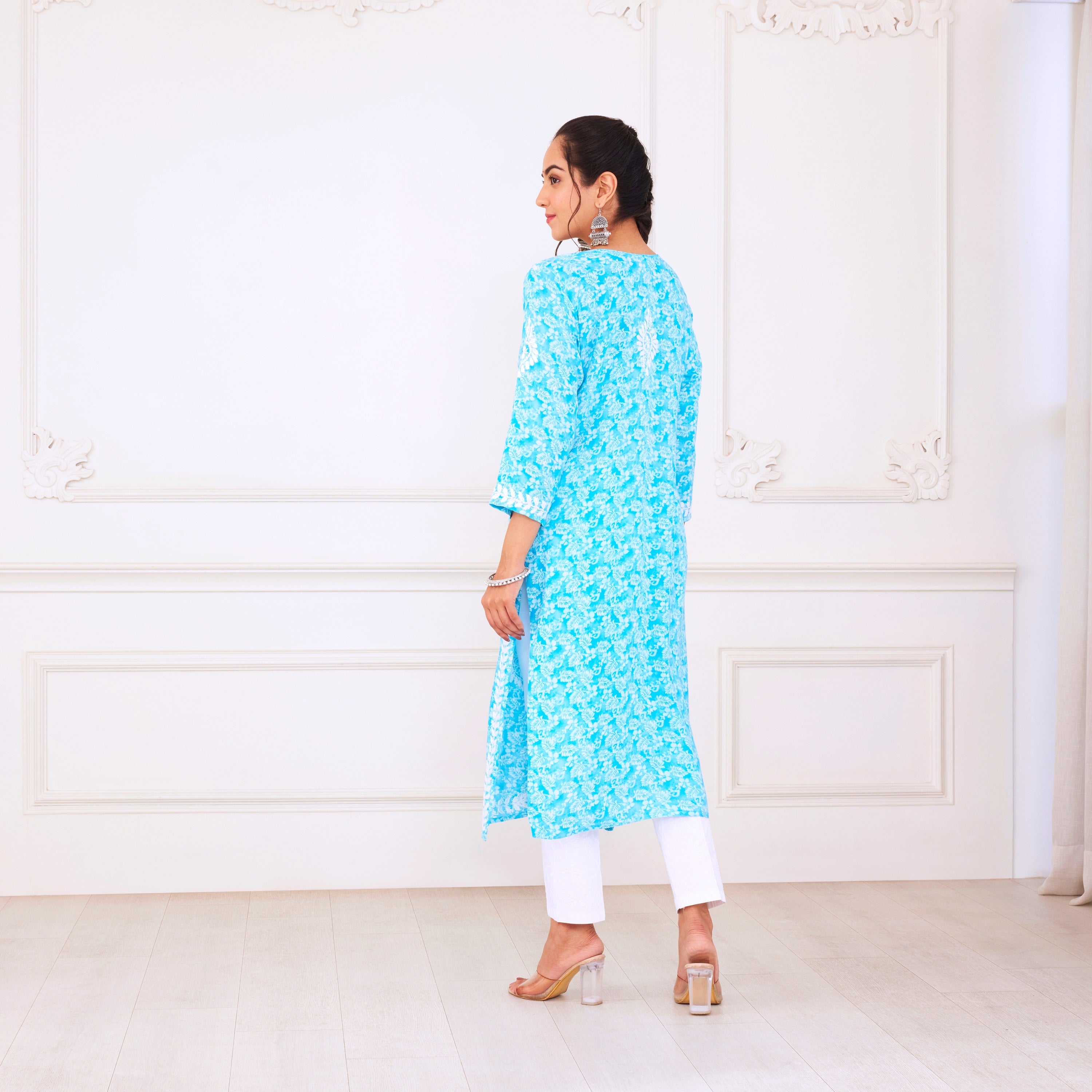 Turquoise Dream Chikankari Kurta Set