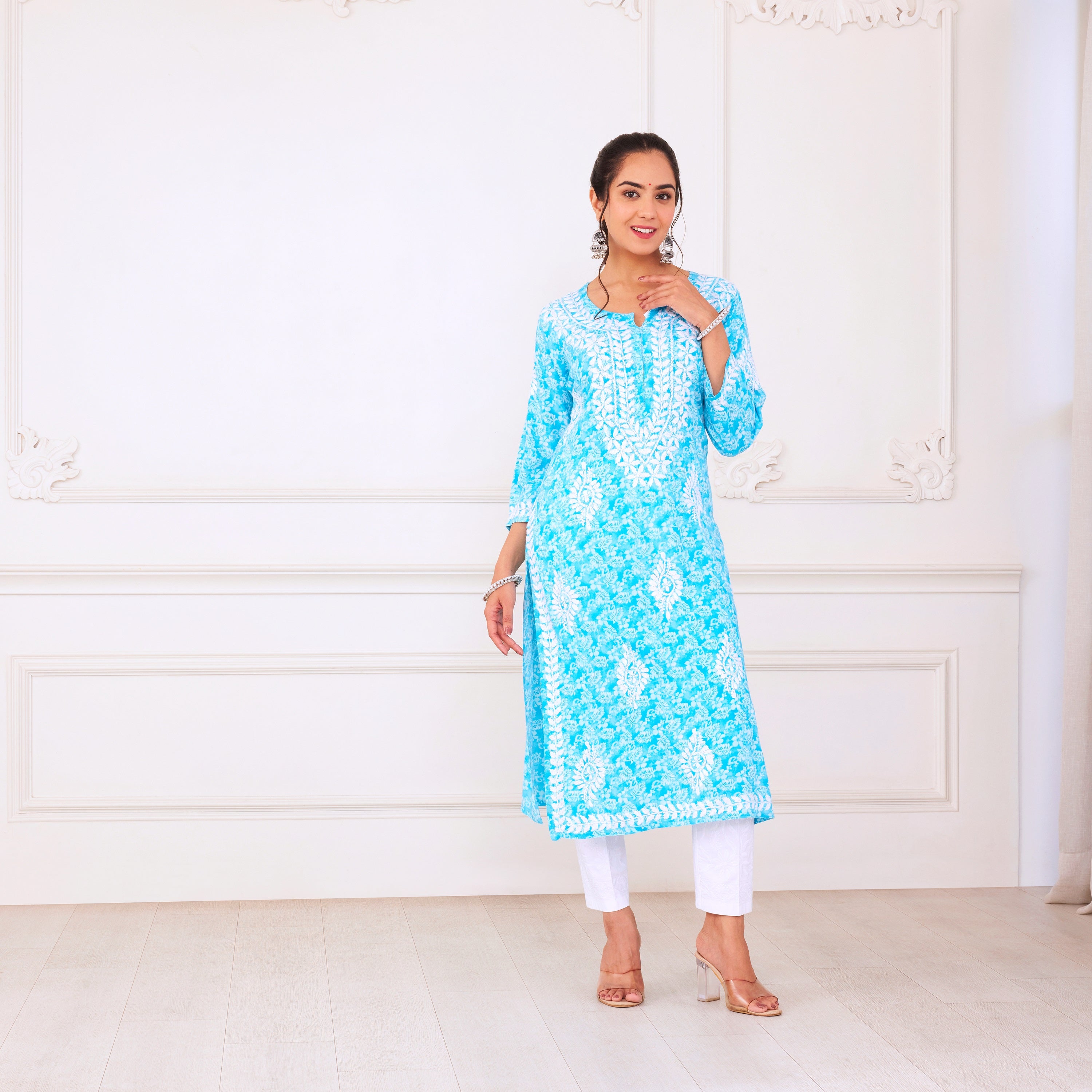 Turquoise Dream Chikankari Kurta Set