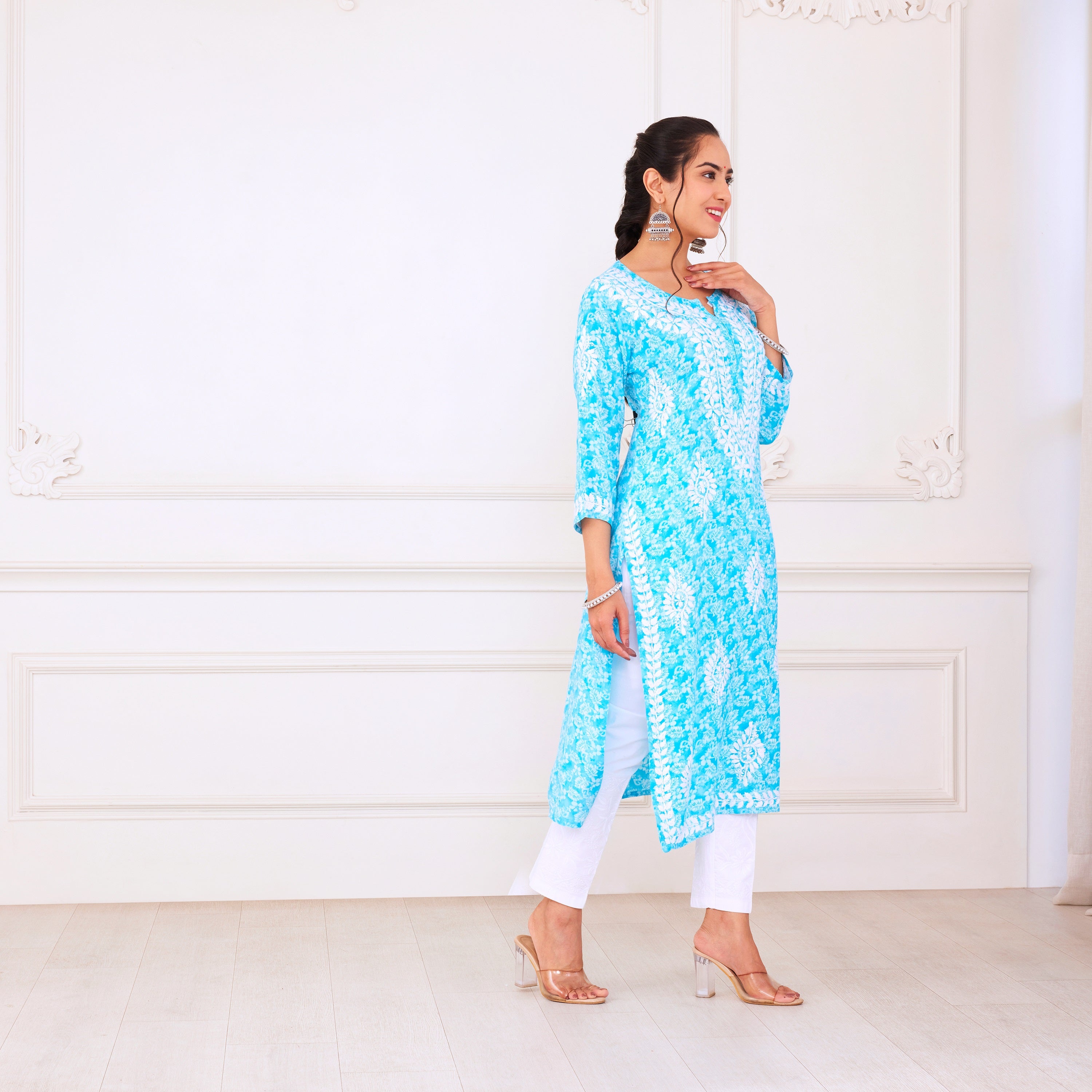 Turquoise Dream Chikankari Kurta Set