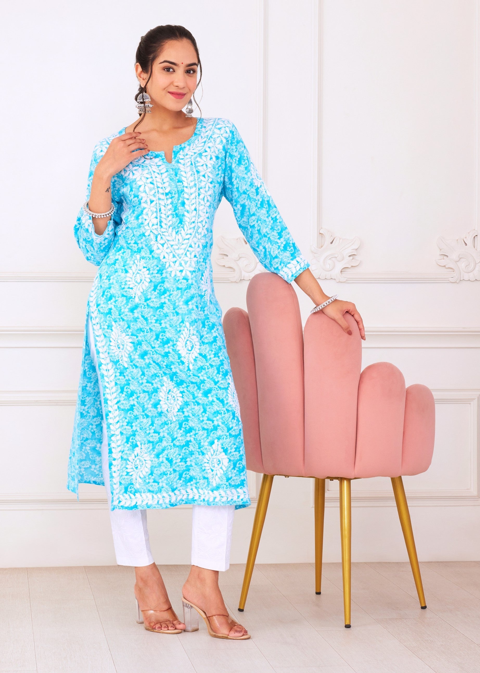 Timeless Turquoise Chikankari Kurta